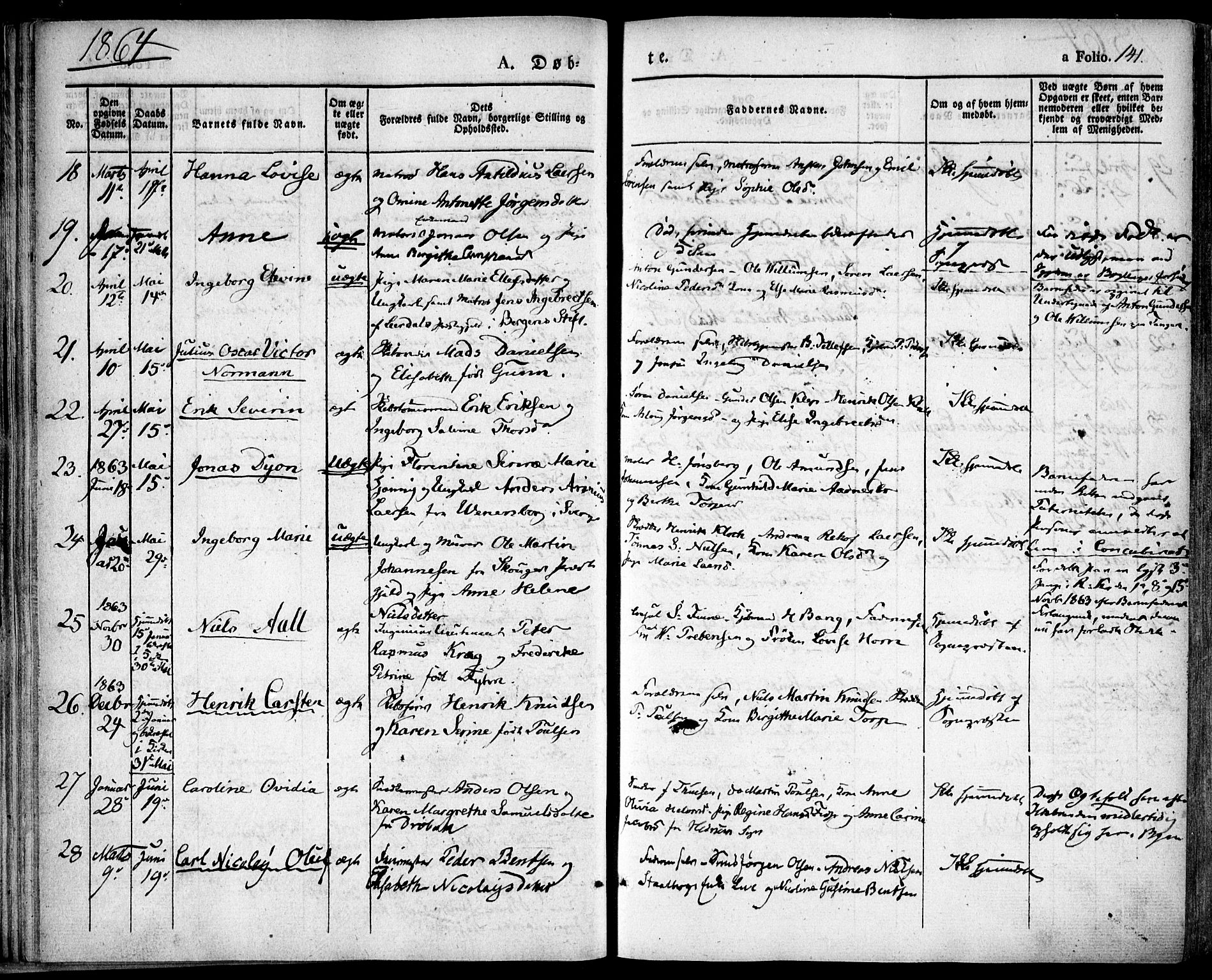 Risør sokneprestkontor, AV/SAK-1111-0035/F/Fa/L0003: Parish register (official) no. A 3, 1838-1864, p. 141