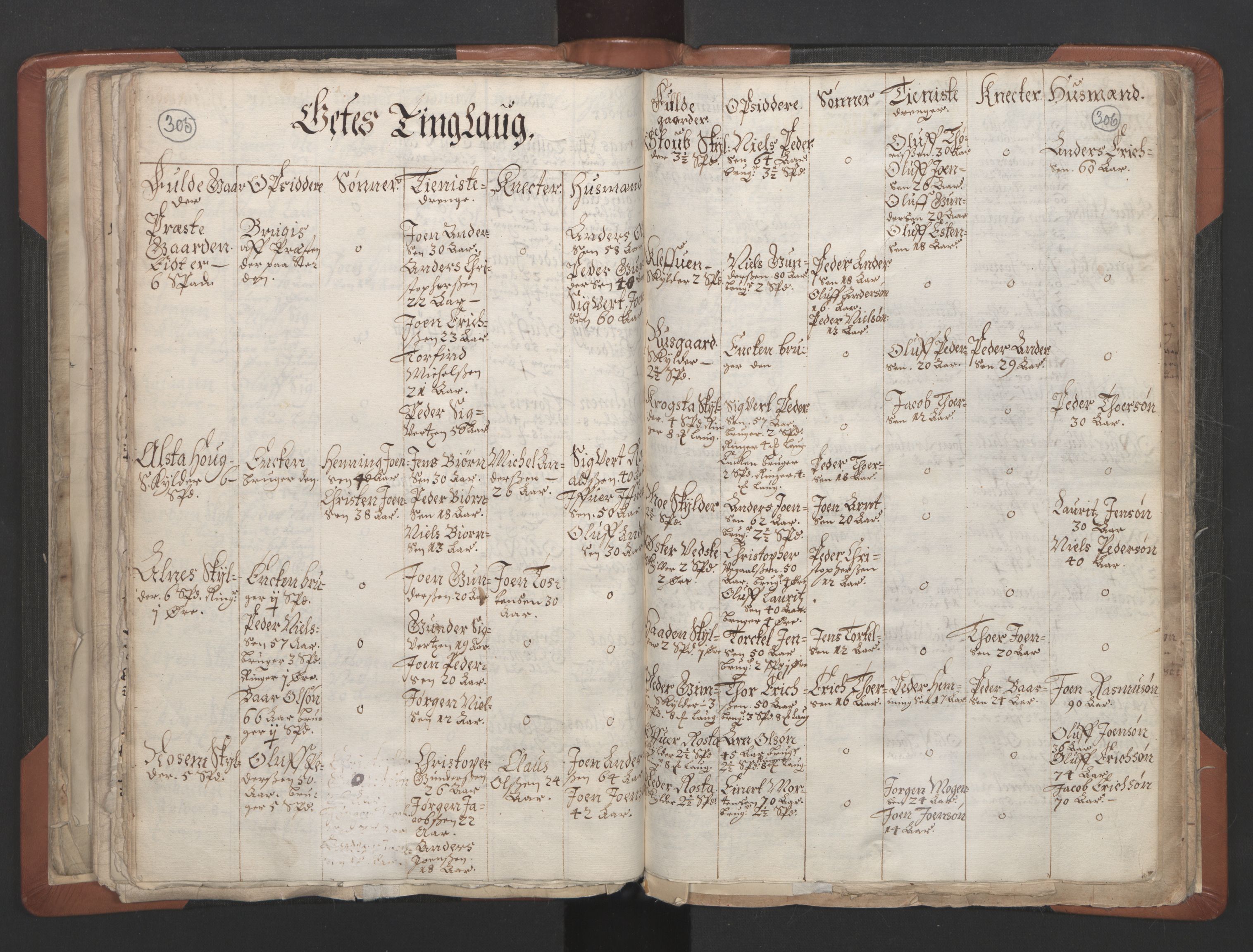 RA, Vicar's Census 1664-1666, no. 32: Innherad deanery, 1664-1666, p. 305-306