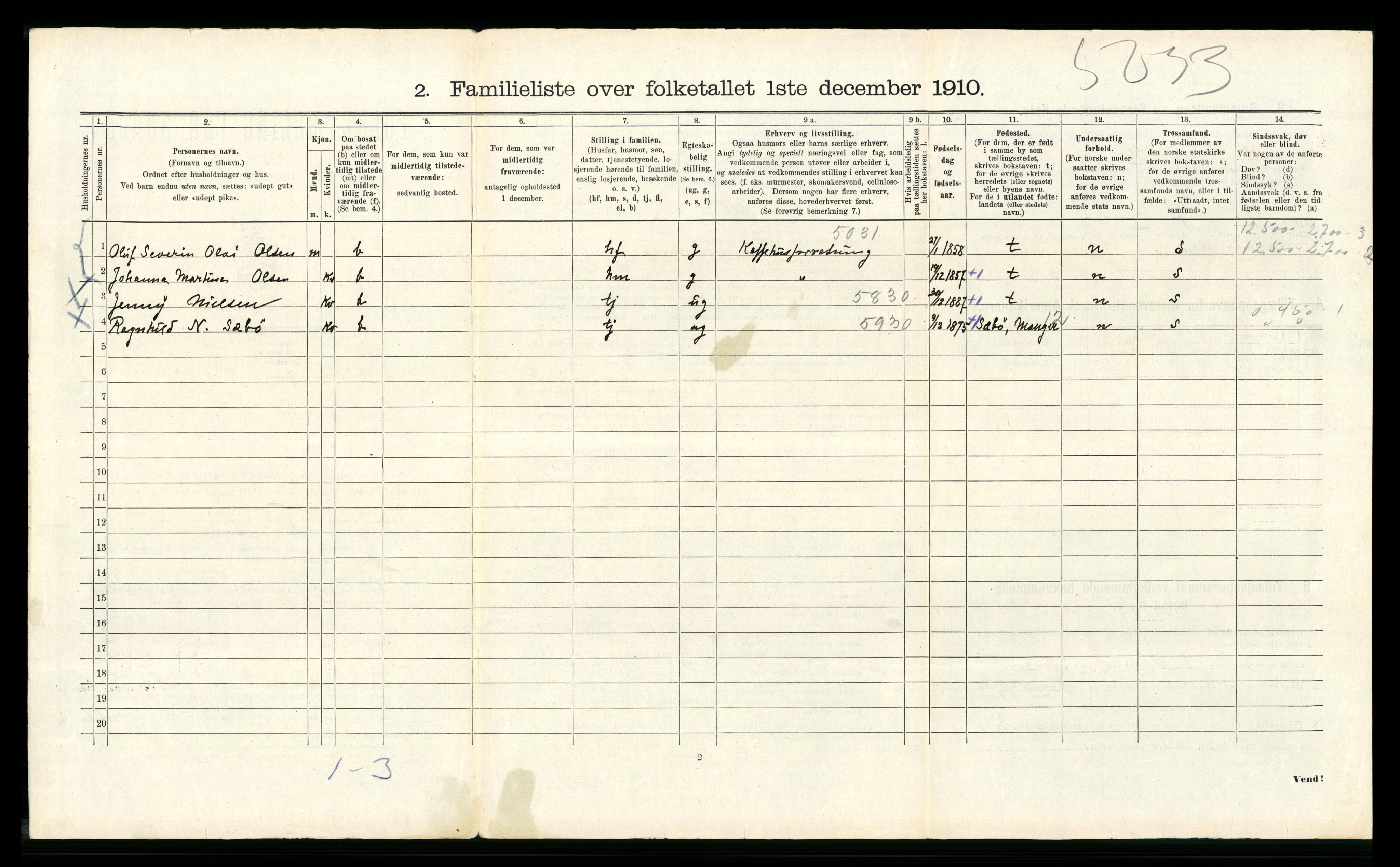 RA, 1910 census for Bergen, 1910, p. 17938