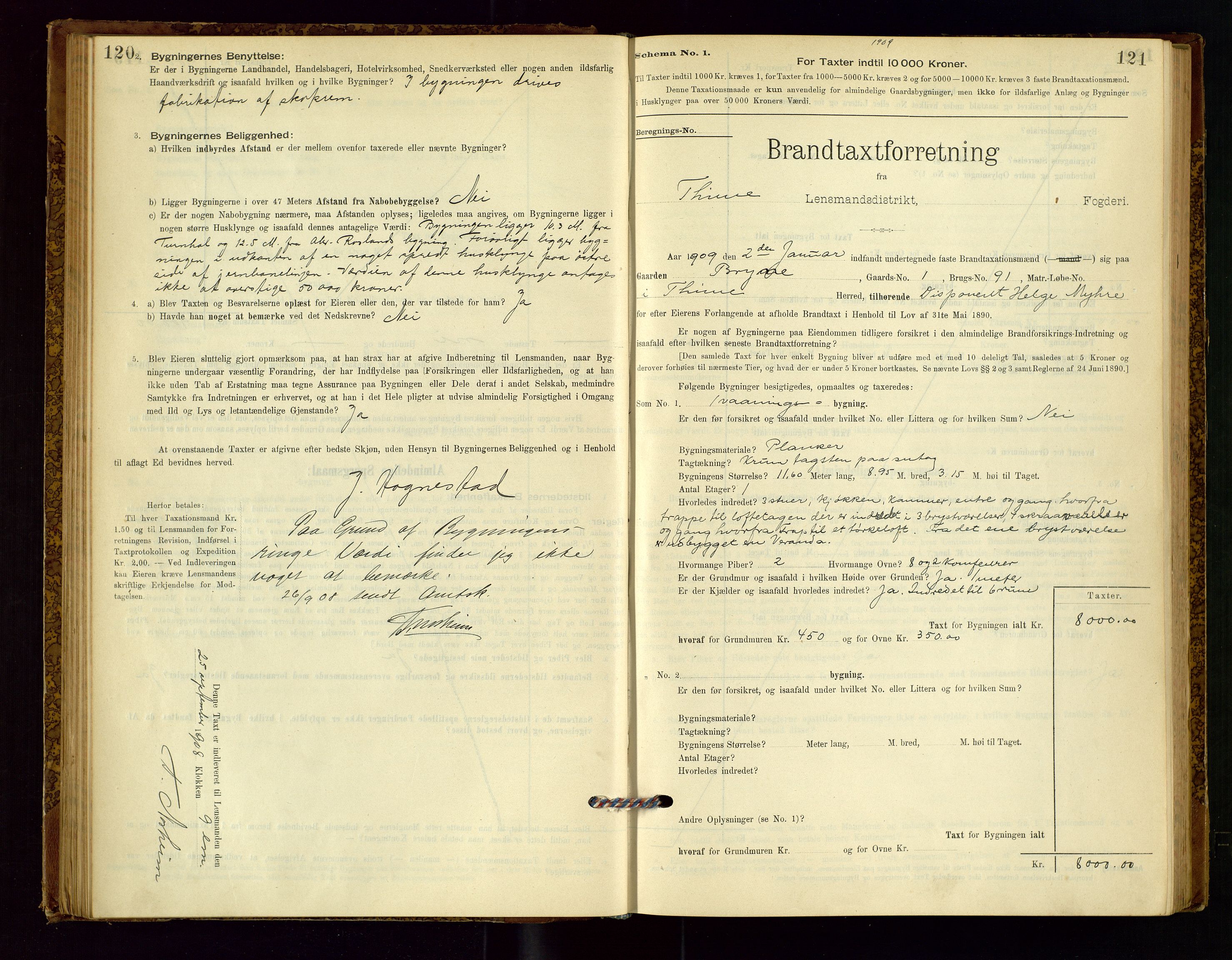 Time lensmannskontor, AV/SAST-A-100420/Gob/L0001: Branntakstprotokoll, 1896-1914, p. 120-121