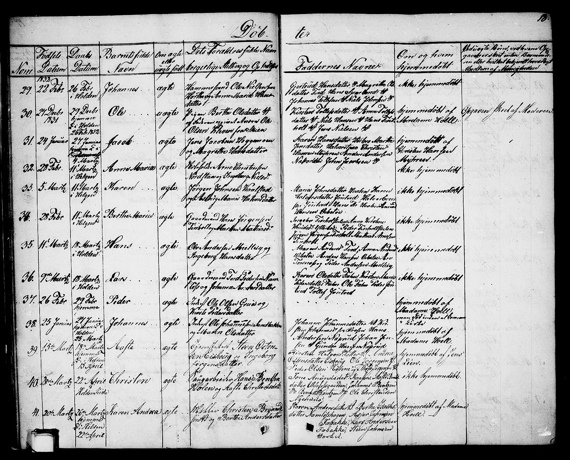 Holla kirkebøker, AV/SAKO-A-272/G/Ga/L0002: Parish register (copy) no. I 2, 1830-1848, p. 18