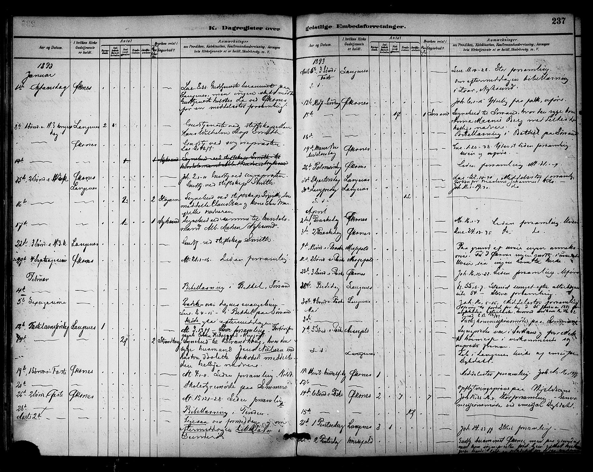 Ministerialprotokoller, klokkerbøker og fødselsregistre - Nordland, AV/SAT-A-1459/893/L1337: Parish register (official) no. 893A09, 1885-1893, p. 237