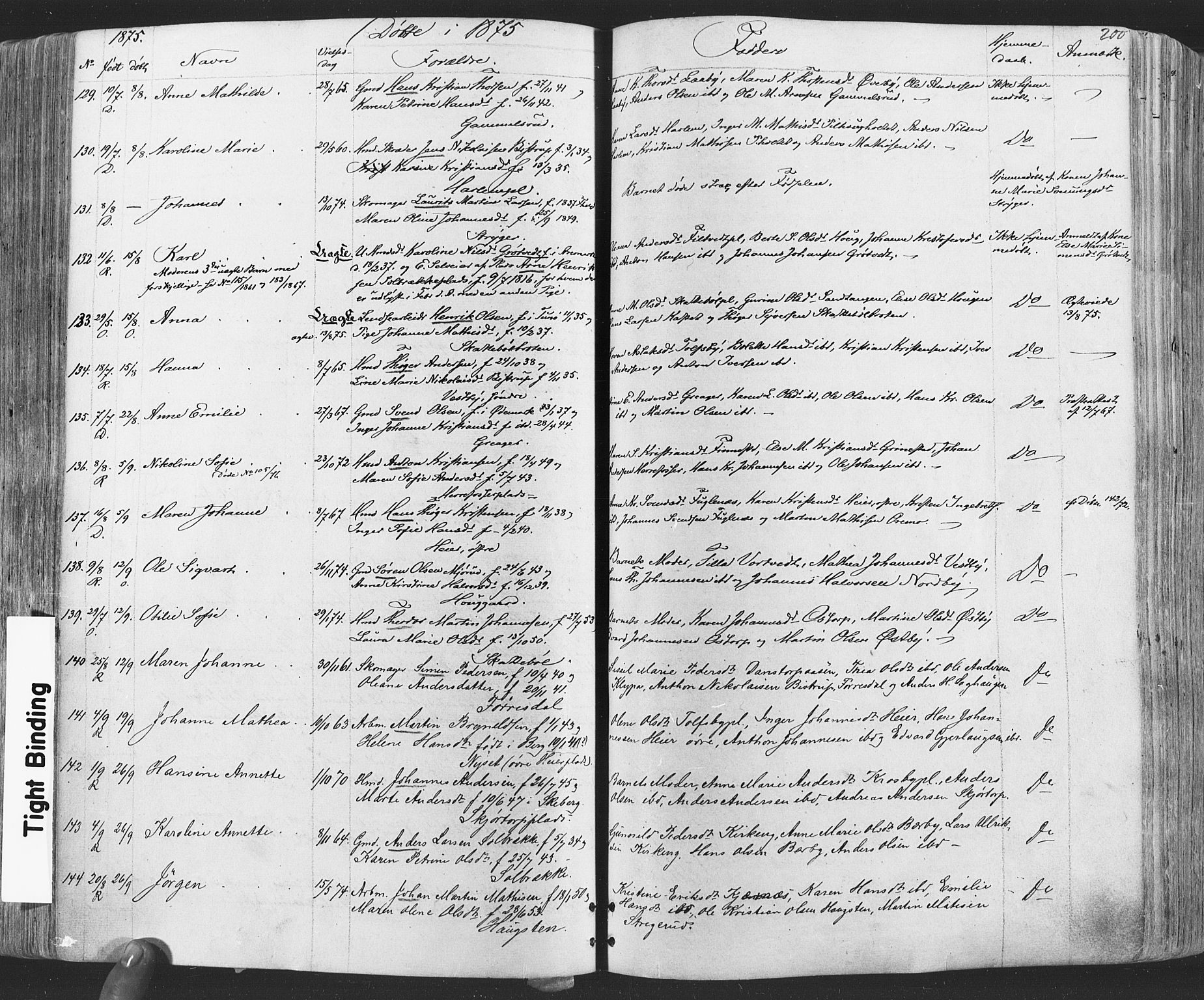 Rakkestad prestekontor Kirkebøker, AV/SAO-A-2008/F/Fa/L0011: Parish register (official) no. I 11, 1862-1877, p. 200