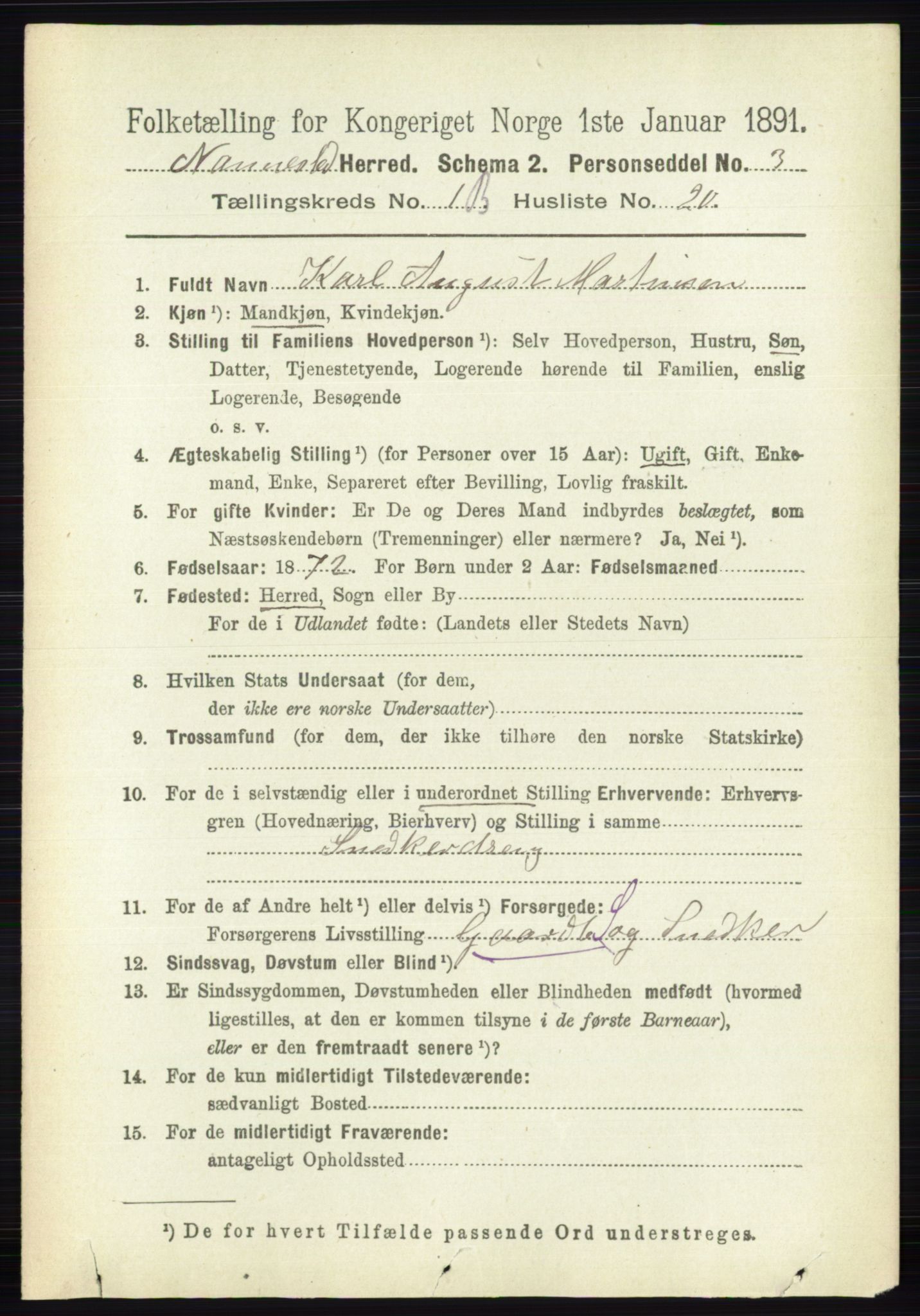 RA, 1891 census for 0238 Nannestad, 1891, p. 811