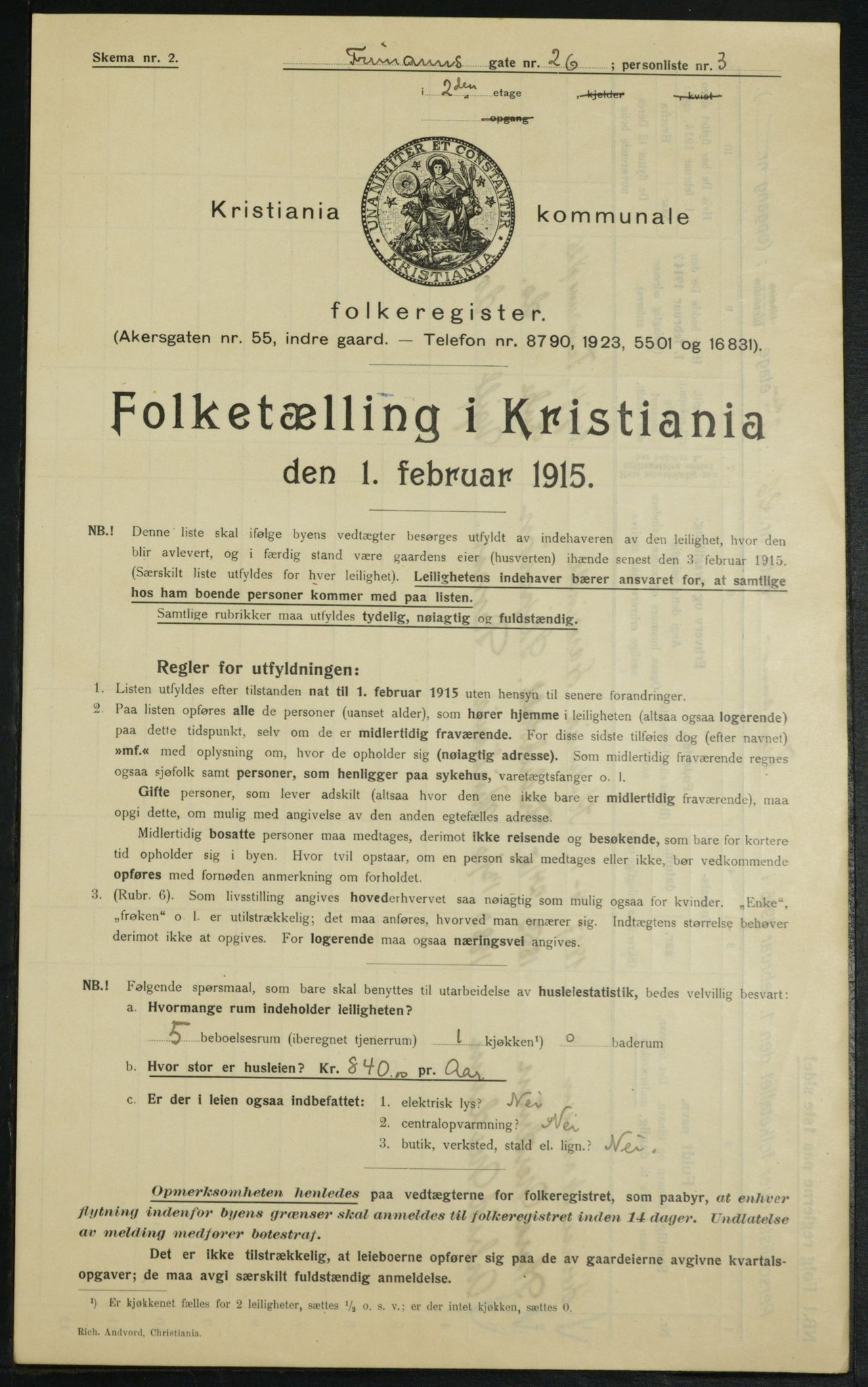 OBA, Municipal Census 1915 for Kristiania, 1915, p. 26717