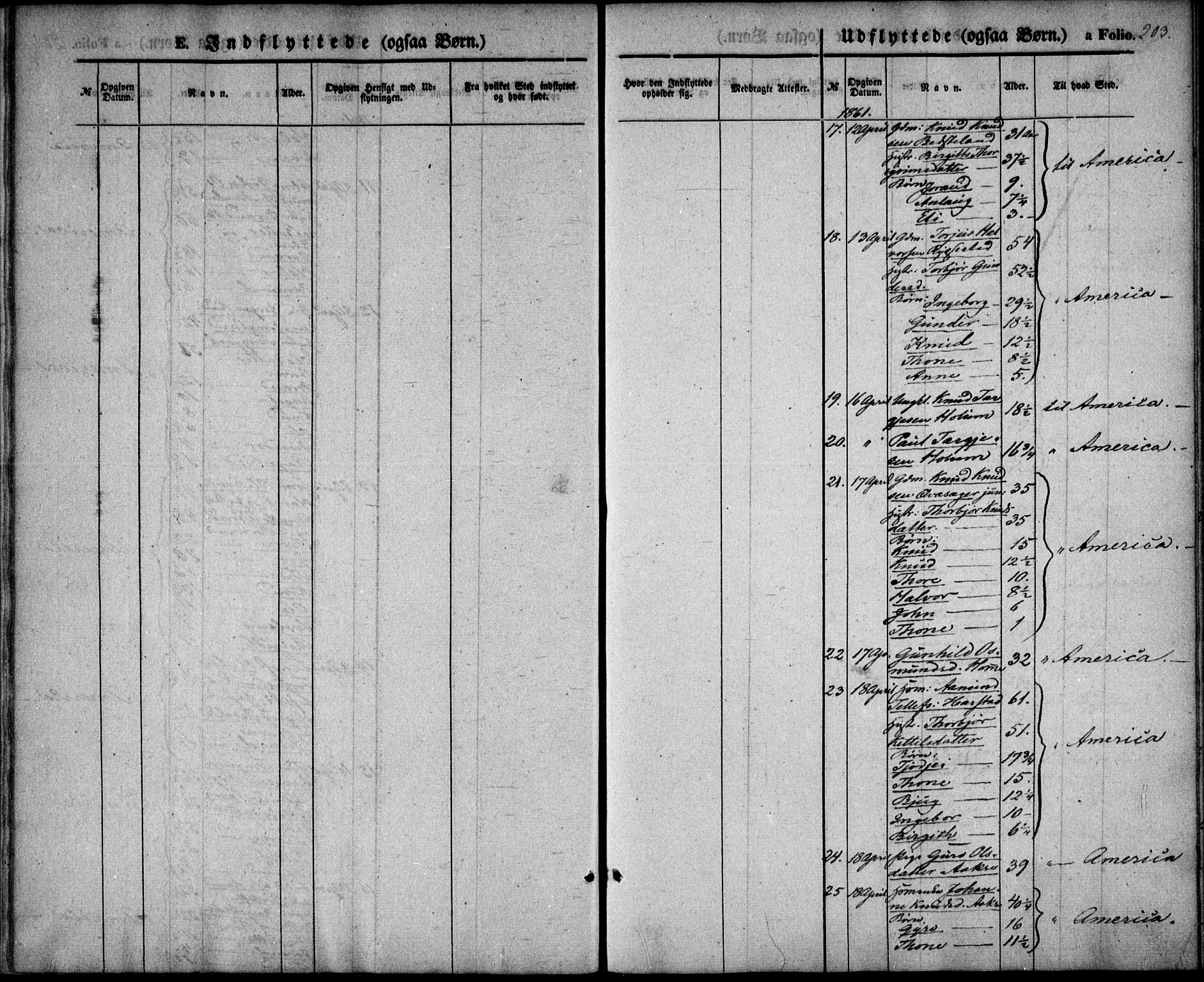 Valle sokneprestkontor, SAK/1111-0044/F/Fa/Fac/L0007: Parish register (official) no. A 7, 1854-1868, p. 203