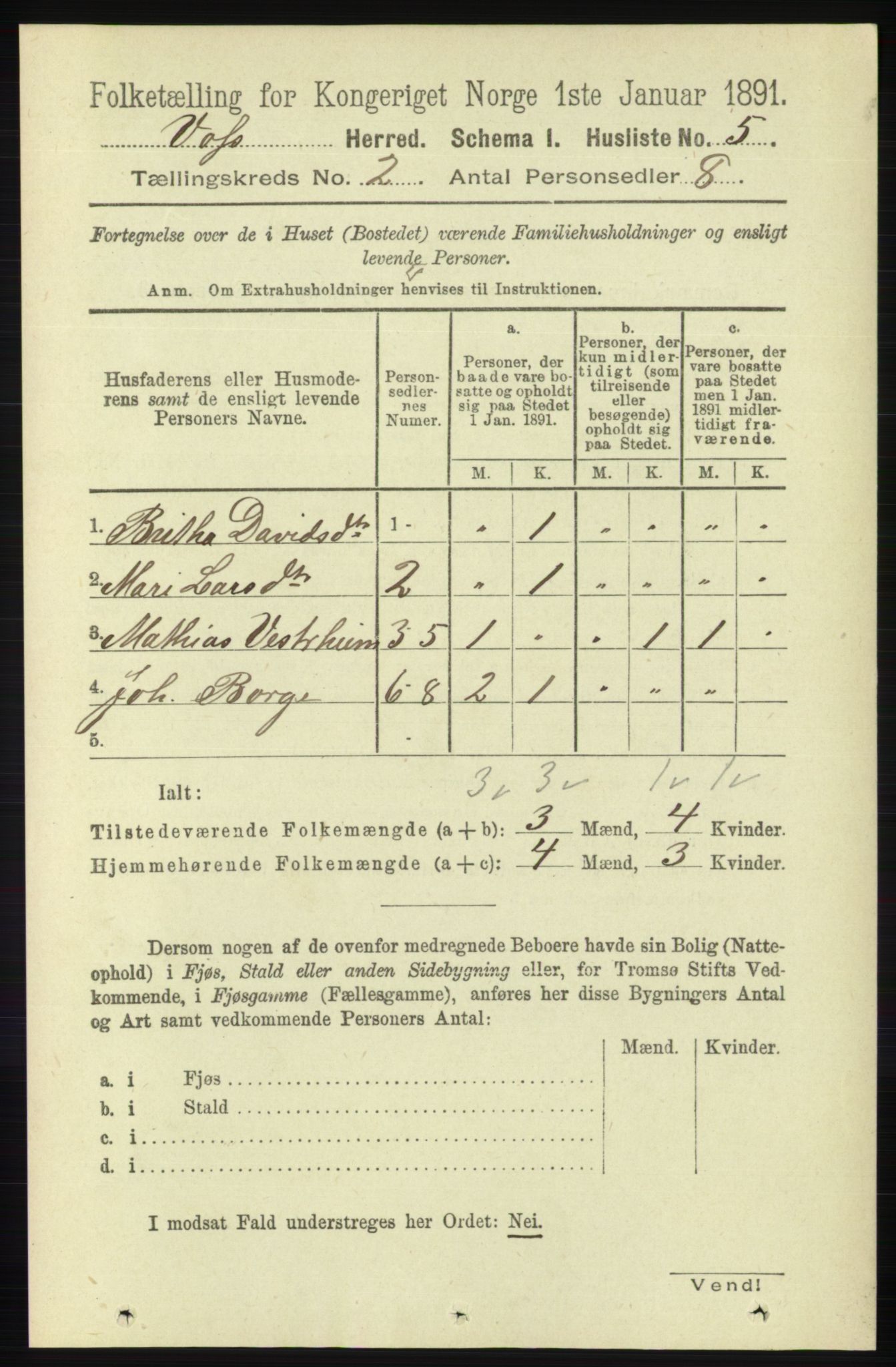 RA, 1891 census for 1235 Voss, 1891, p. 547