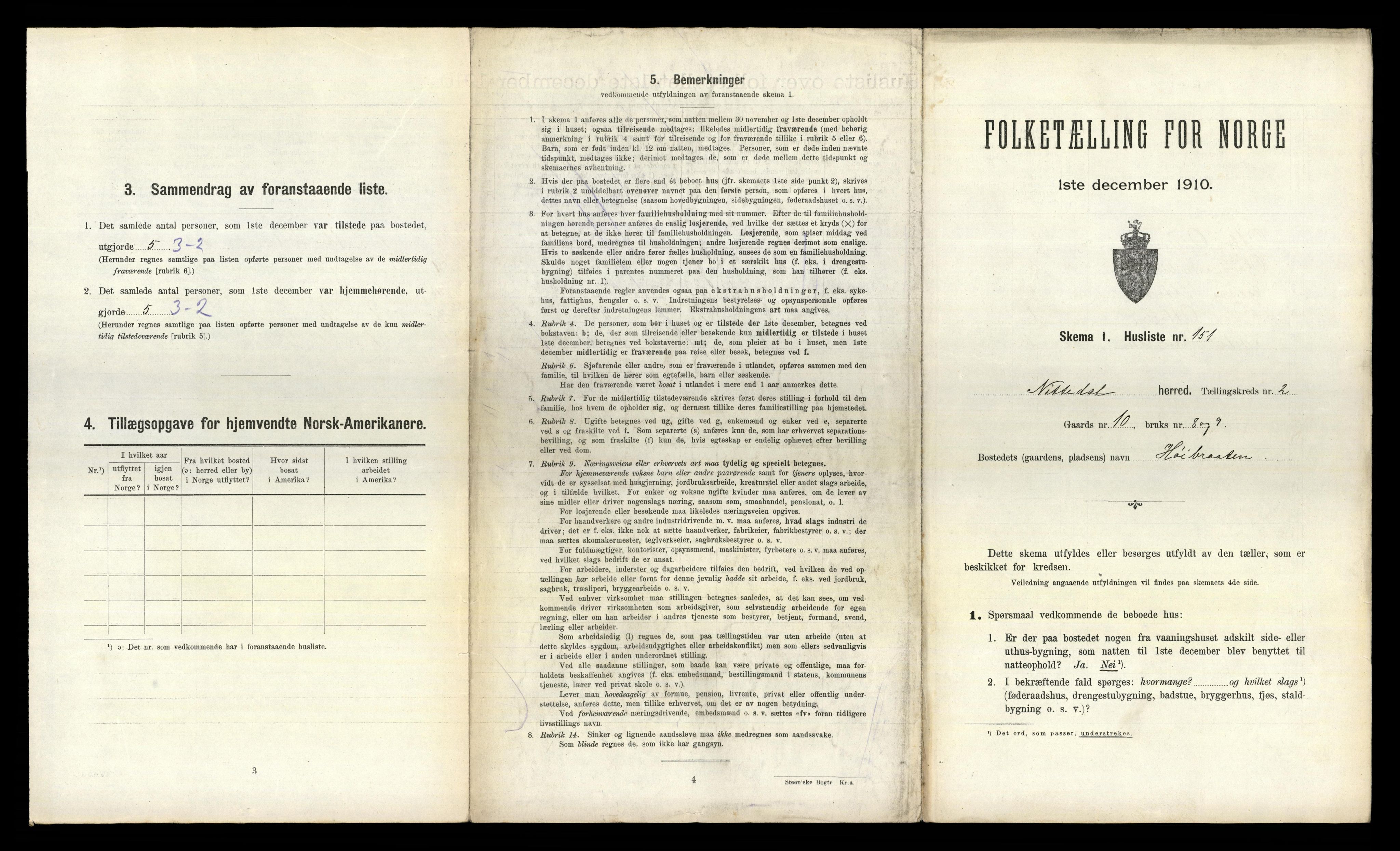 RA, 1910 census for Nittedal, 1910, p. 437