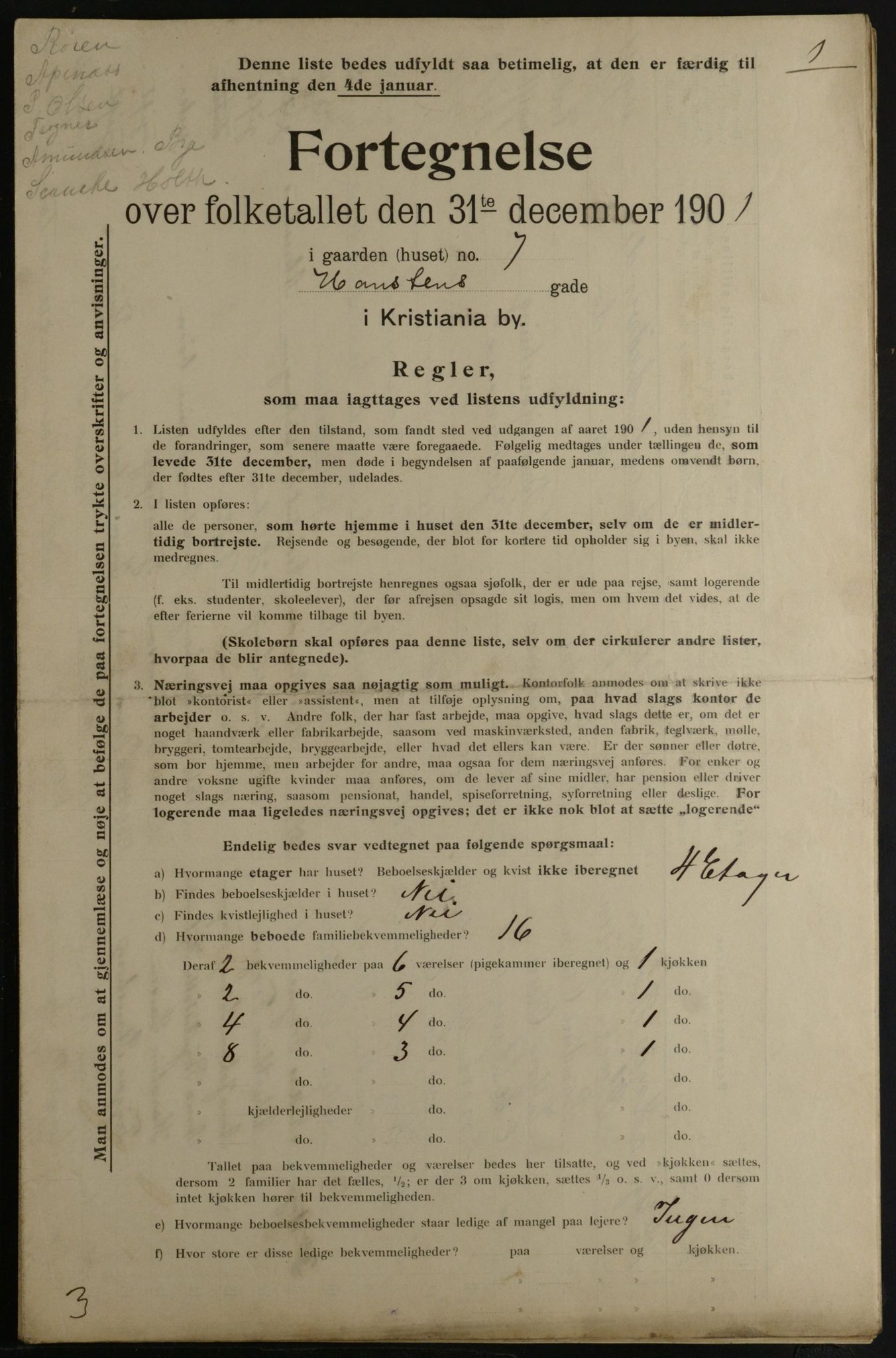 OBA, Municipal Census 1901 for Kristiania, 1901, p. 5619