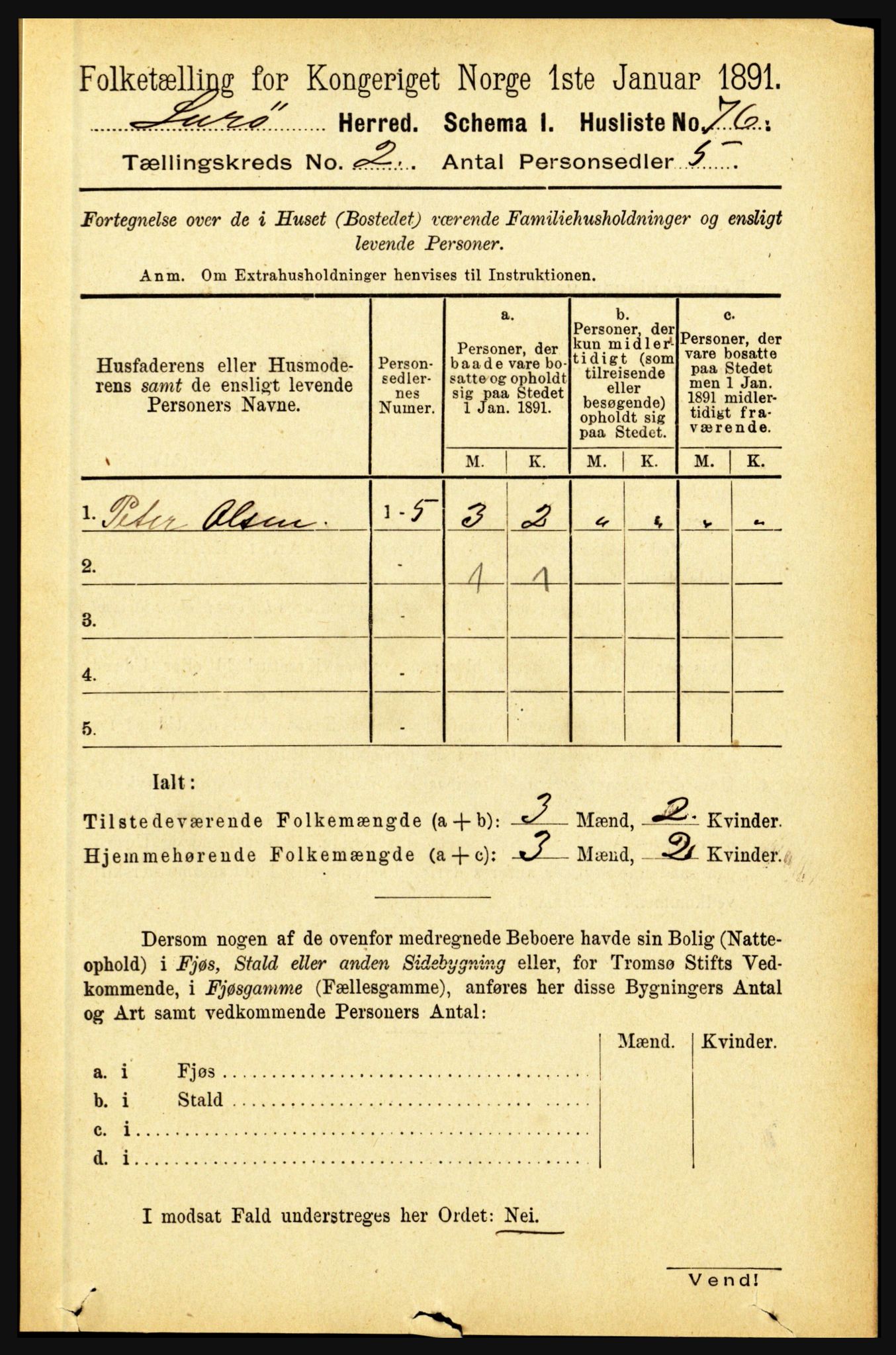 RA, 1891 census for 1834 Lurøy, 1891, p. 732