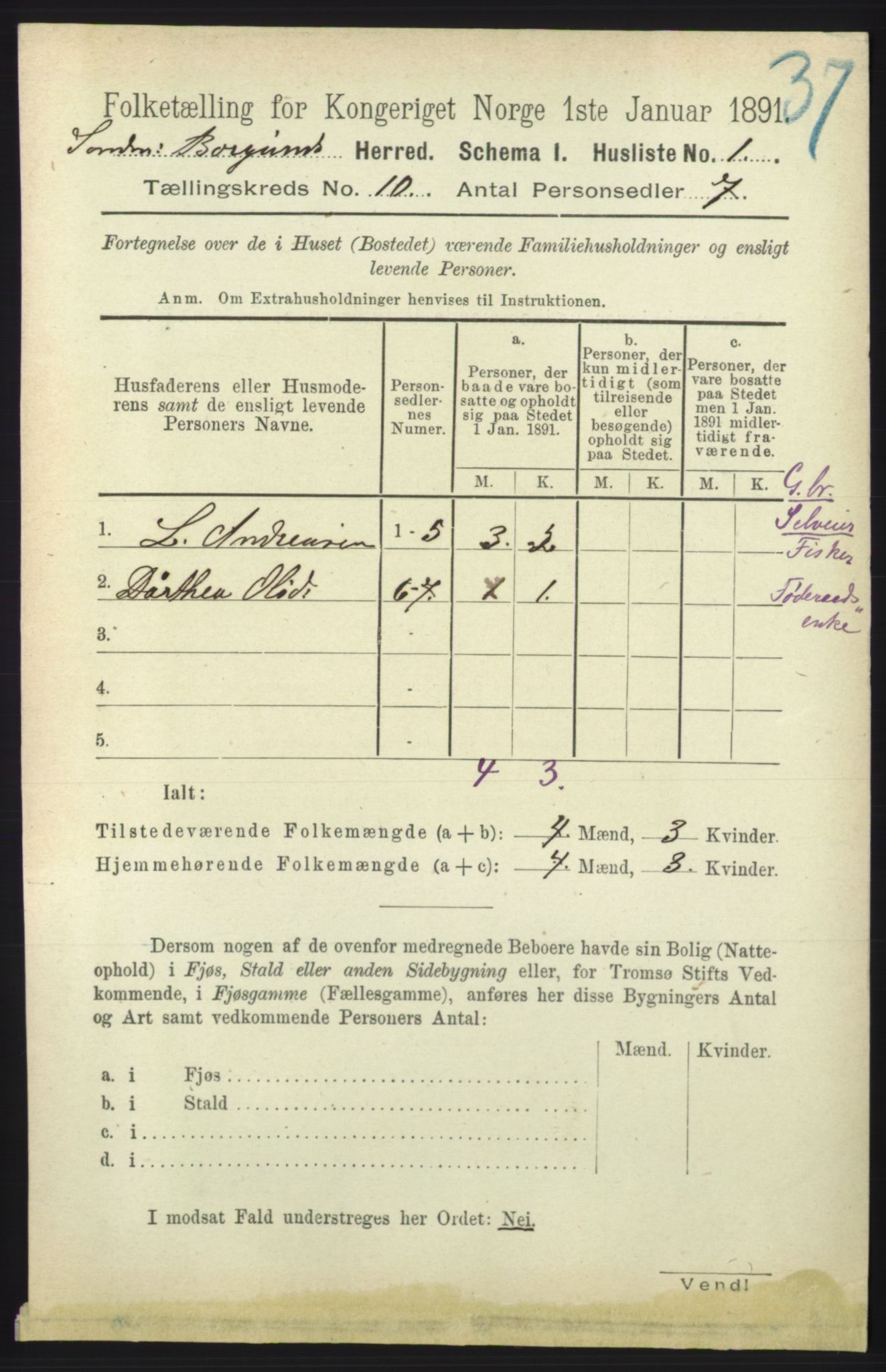 RA, 1891 census for 1531 Borgund, 1891, p. 2614