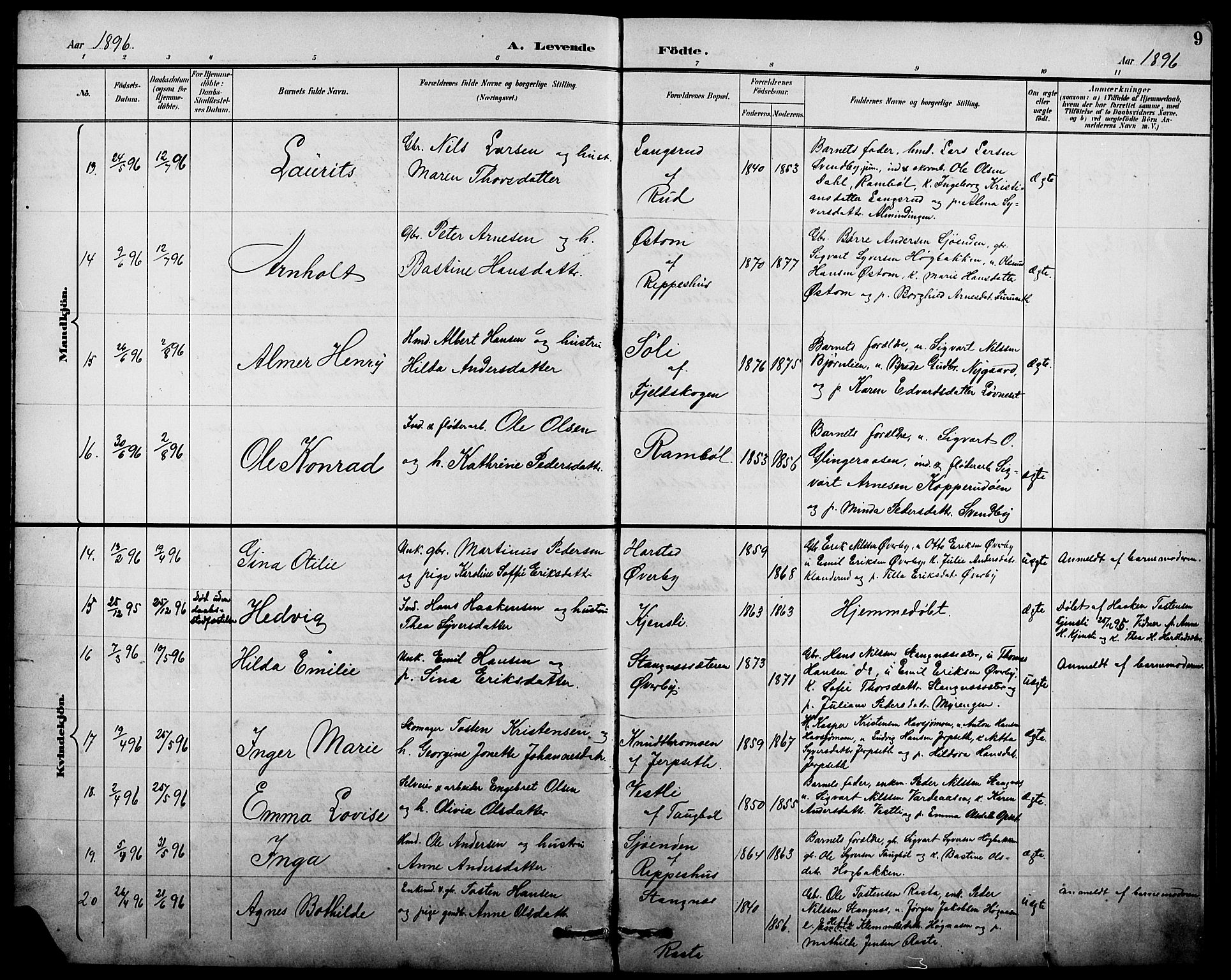 Eidskog prestekontor, SAH/PREST-026/H/Ha/Hab/L0002: Parish register (copy) no. 2, 1895-1923, p. 9