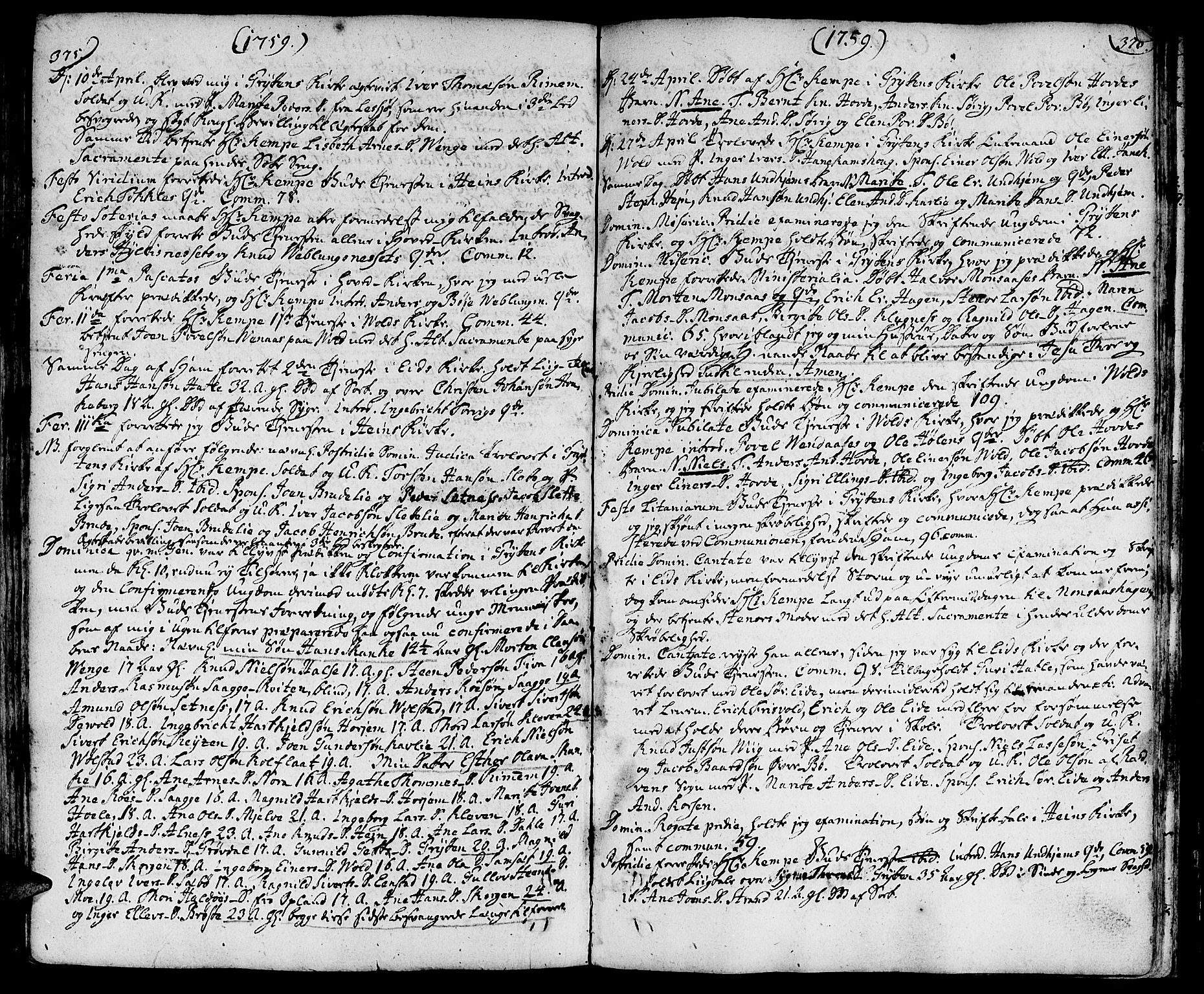 Ministerialprotokoller, klokkerbøker og fødselsregistre - Møre og Romsdal, AV/SAT-A-1454/544/L0568: Parish register (official) no. 544A01, 1725-1763, p. 375-376