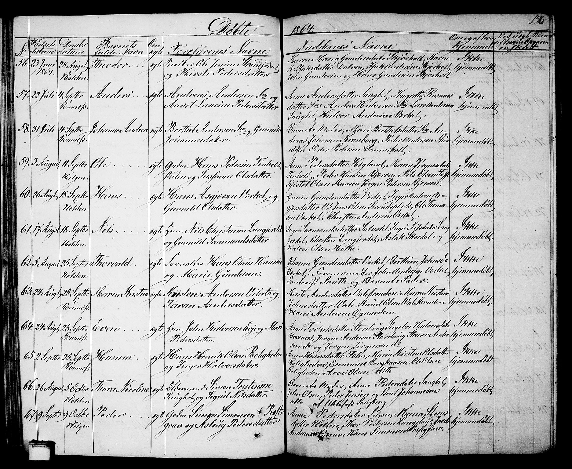 Holla kirkebøker, AV/SAKO-A-272/G/Ga/L0003: Parish register (copy) no. I 3, 1849-1866, p. 196