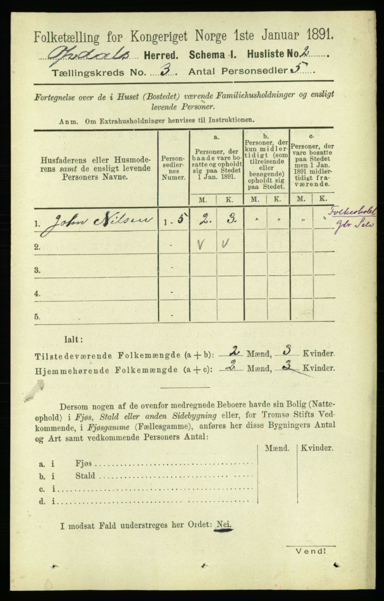 RA, 1891 census for 1634 Oppdal, 1891, p. 1147