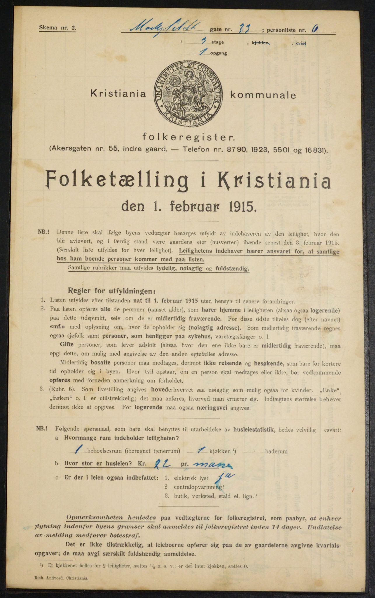 OBA, Municipal Census 1915 for Kristiania, 1915, p. 66057