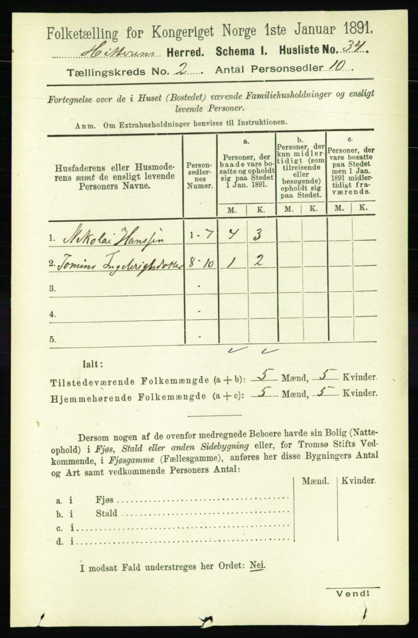 RA, 1891 census for 1617 Hitra, 1891, p. 219