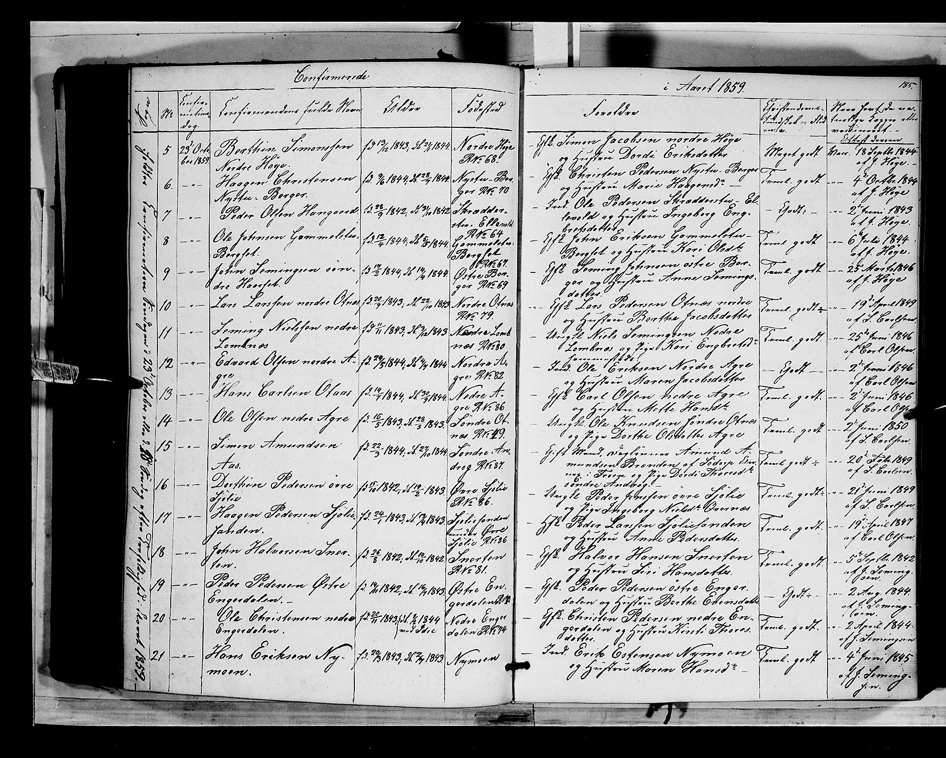 Rendalen prestekontor, SAH/PREST-054/H/Ha/Haa/L0005: Parish register (official) no. 5, 1853-1866, p. 185
