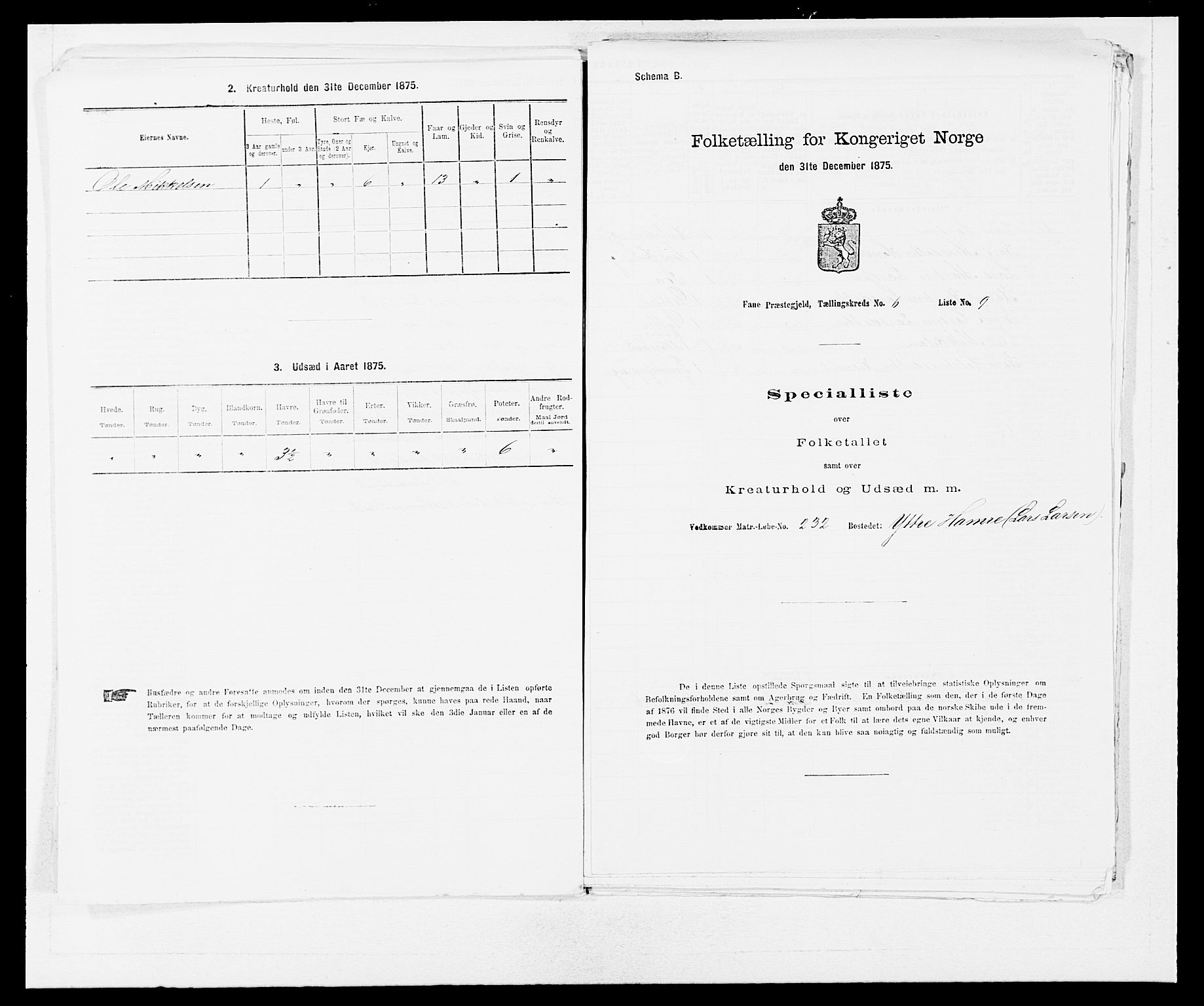 SAB, 1875 census for 1249P Fana, 1875, p. 692