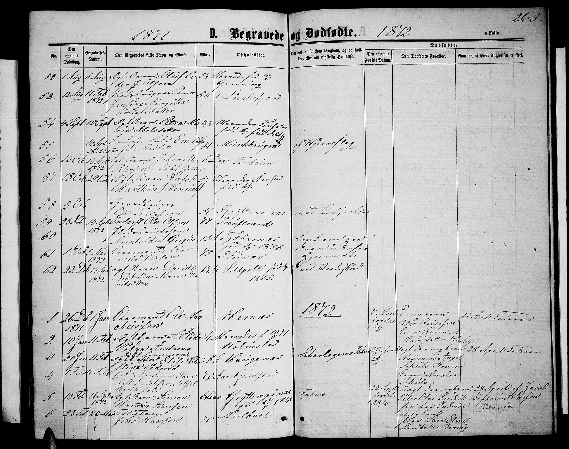 Ministerialprotokoller, klokkerbøker og fødselsregistre - Nordland, AV/SAT-A-1459/888/L1266: Parish register (copy) no. 888C04, 1864-1877, p. 263