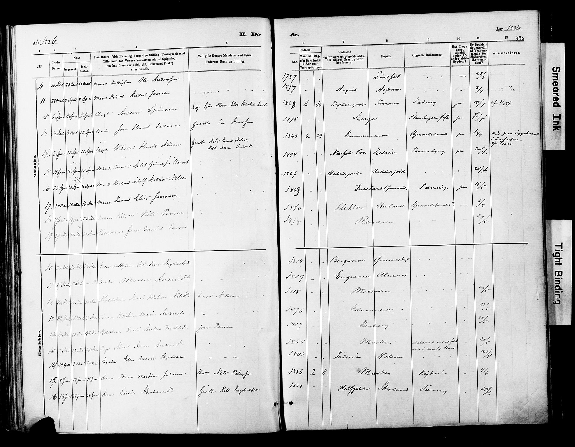 Ministerialprotokoller, klokkerbøker og fødselsregistre - Nordland, AV/SAT-A-1459/820/L0295: Parish register (official) no. 820A16, 1880-1896, p. 390