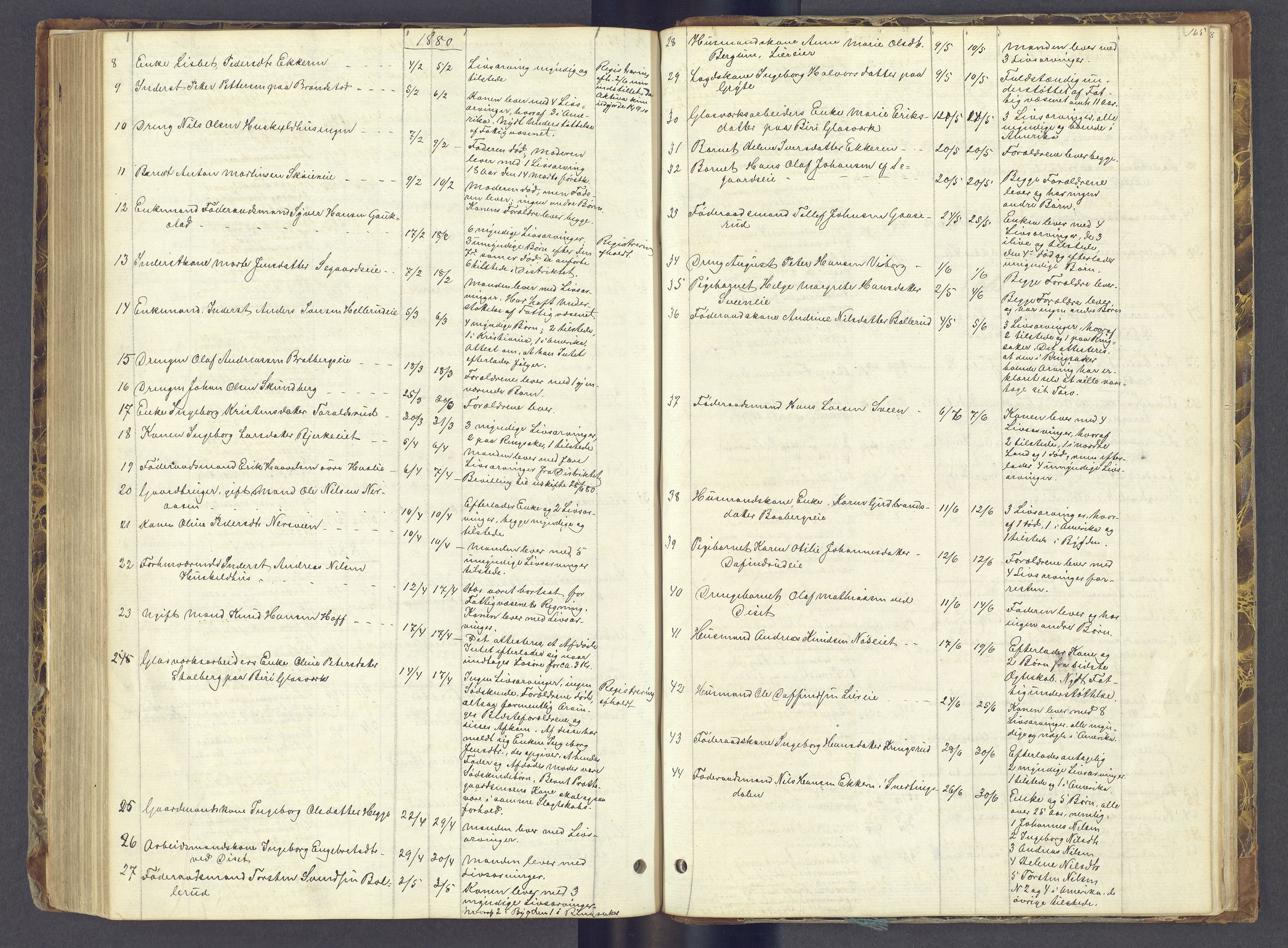 Toten tingrett, AV/SAH-TING-006/J/Jl/L0002: Dødsfallsjournal, 1868-1892, p. 164b-165a