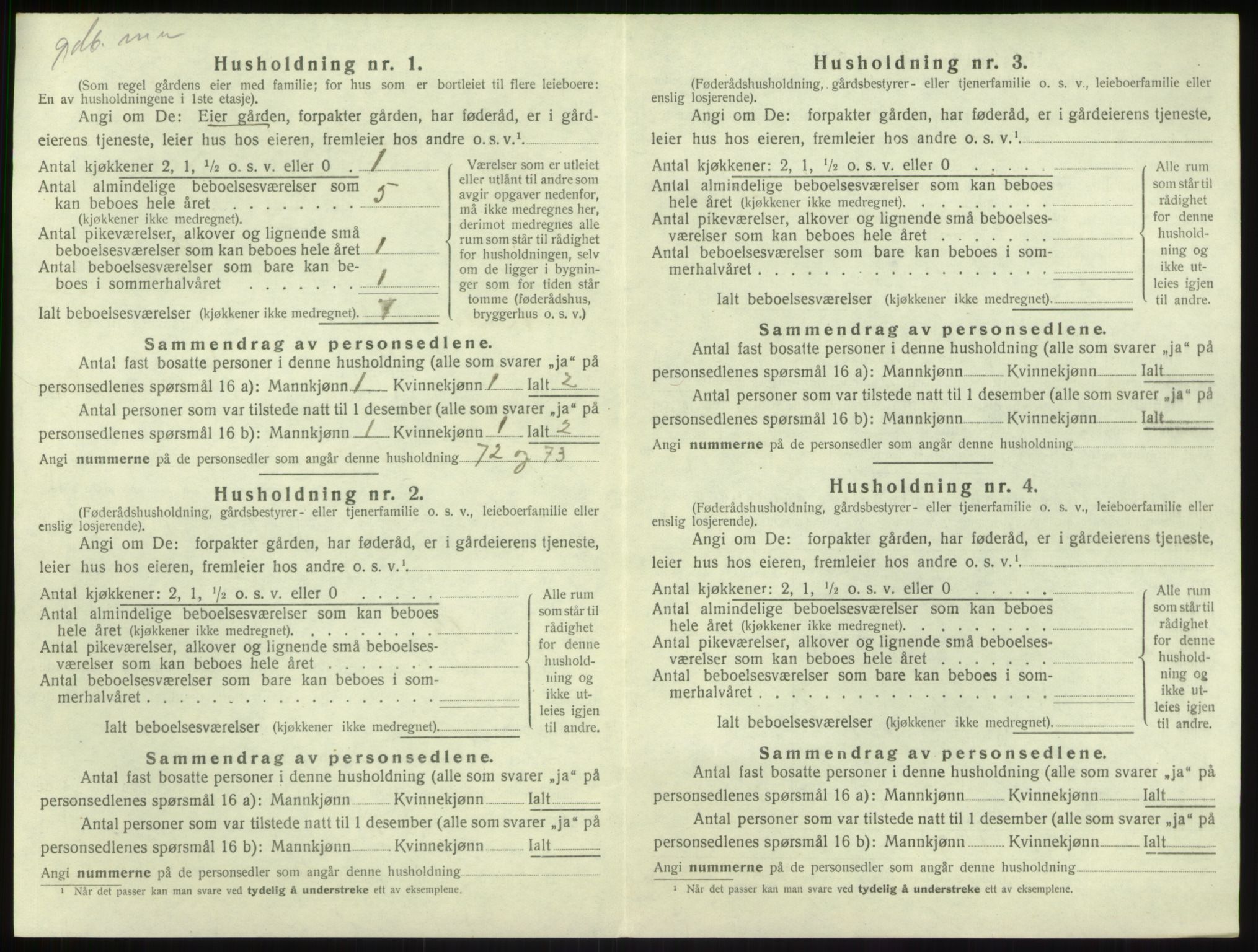 SAB, 1920 census for Balestrand, 1920, p. 415