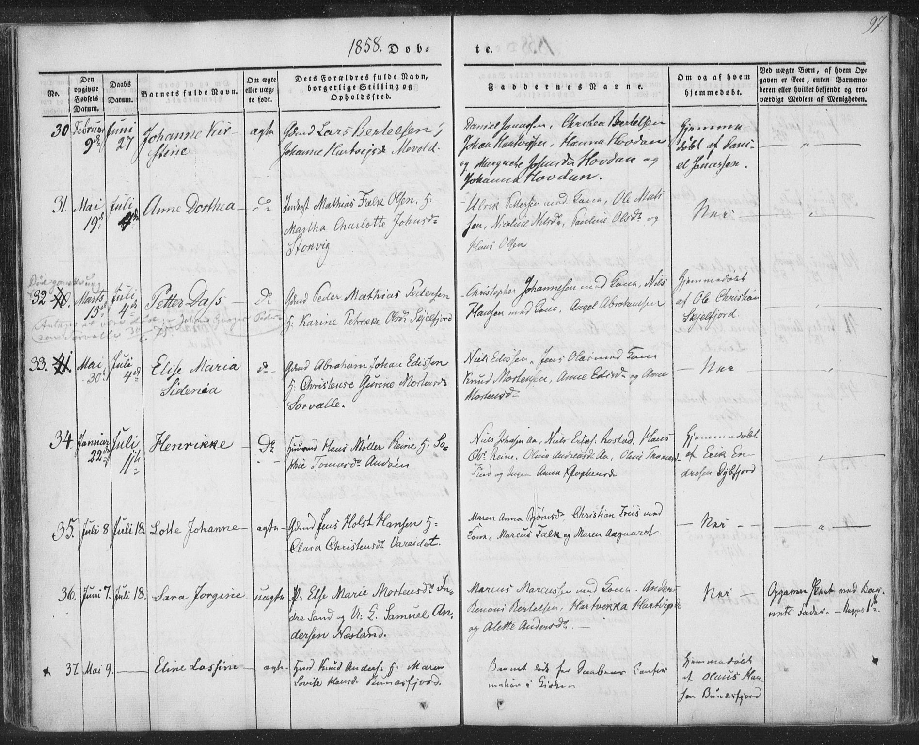 Ministerialprotokoller, klokkerbøker og fødselsregistre - Nordland, AV/SAT-A-1459/885/L1202: Parish register (official) no. 885A03, 1838-1859, p. 97