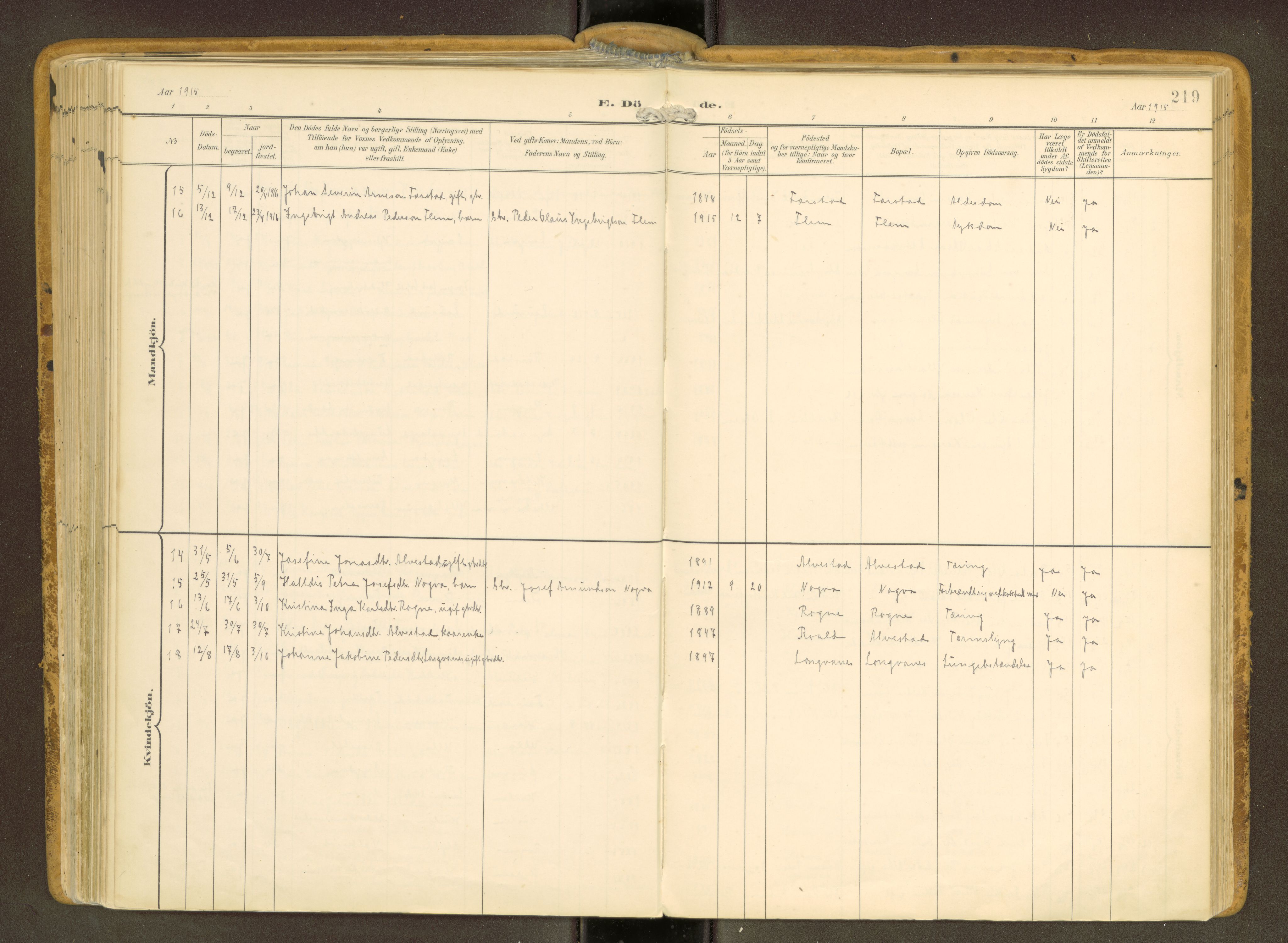Ministerialprotokoller, klokkerbøker og fødselsregistre - Møre og Romsdal, SAT/A-1454/536/L0517: Parish register (official) no. 536A--, 1897-1917, p. 219