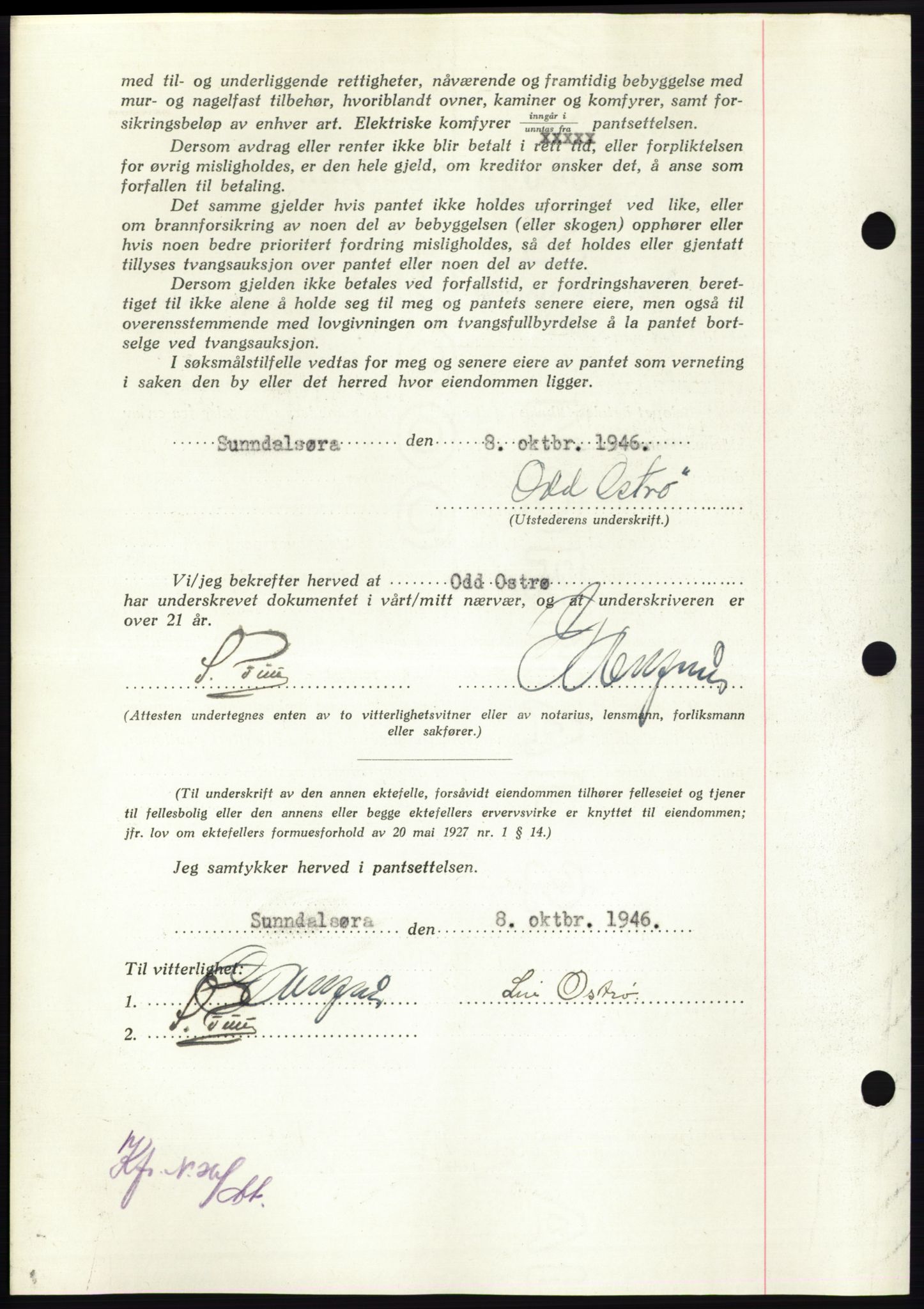 Nordmøre sorenskriveri, AV/SAT-A-4132/1/2/2Ca: Mortgage book no. B95, 1946-1947, Diary no: : 2089/1946