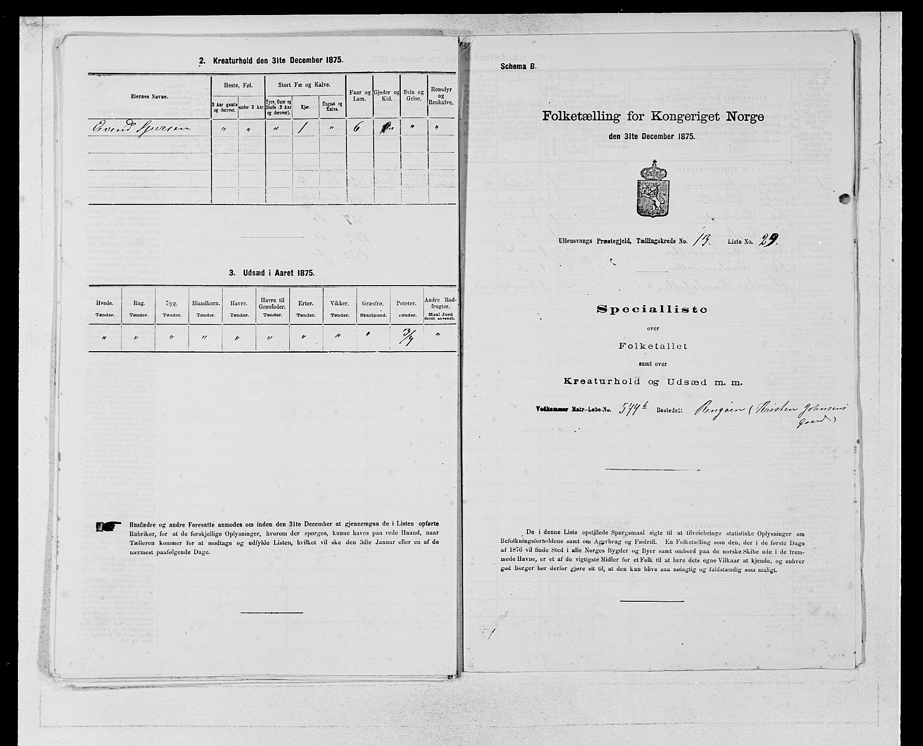 SAB, 1875 census for 1230P Ullensvang, 1875, p. 1384