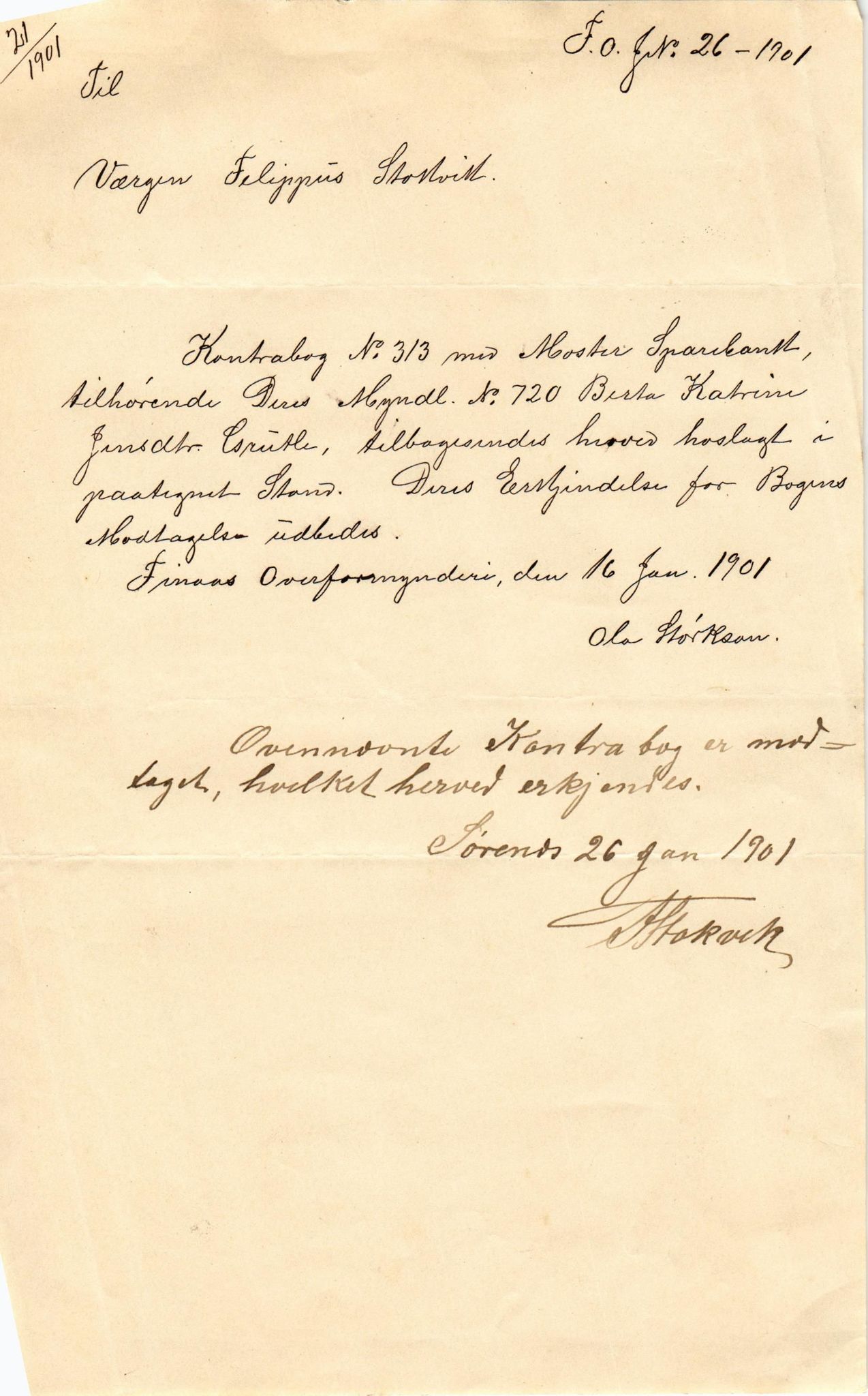 Finnaas kommune. Overformynderiet, IKAH/1218a-812/D/Da/Daa/L0002/0002: Kronologisk ordna korrespondanse / Kronologisk ordna korrespondanse, 1901-1904, p. 6