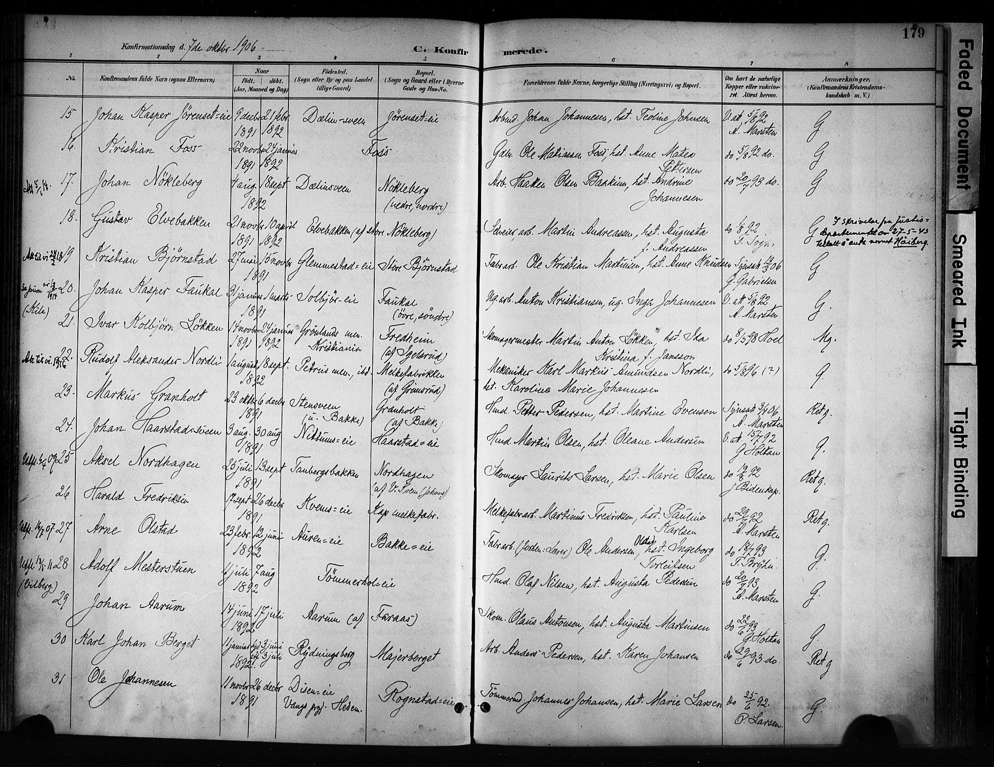 Østre Toten prestekontor, AV/SAH-PREST-104/H/Ha/Haa/L0008: Parish register (official) no. 8, 1897-1909, p. 179