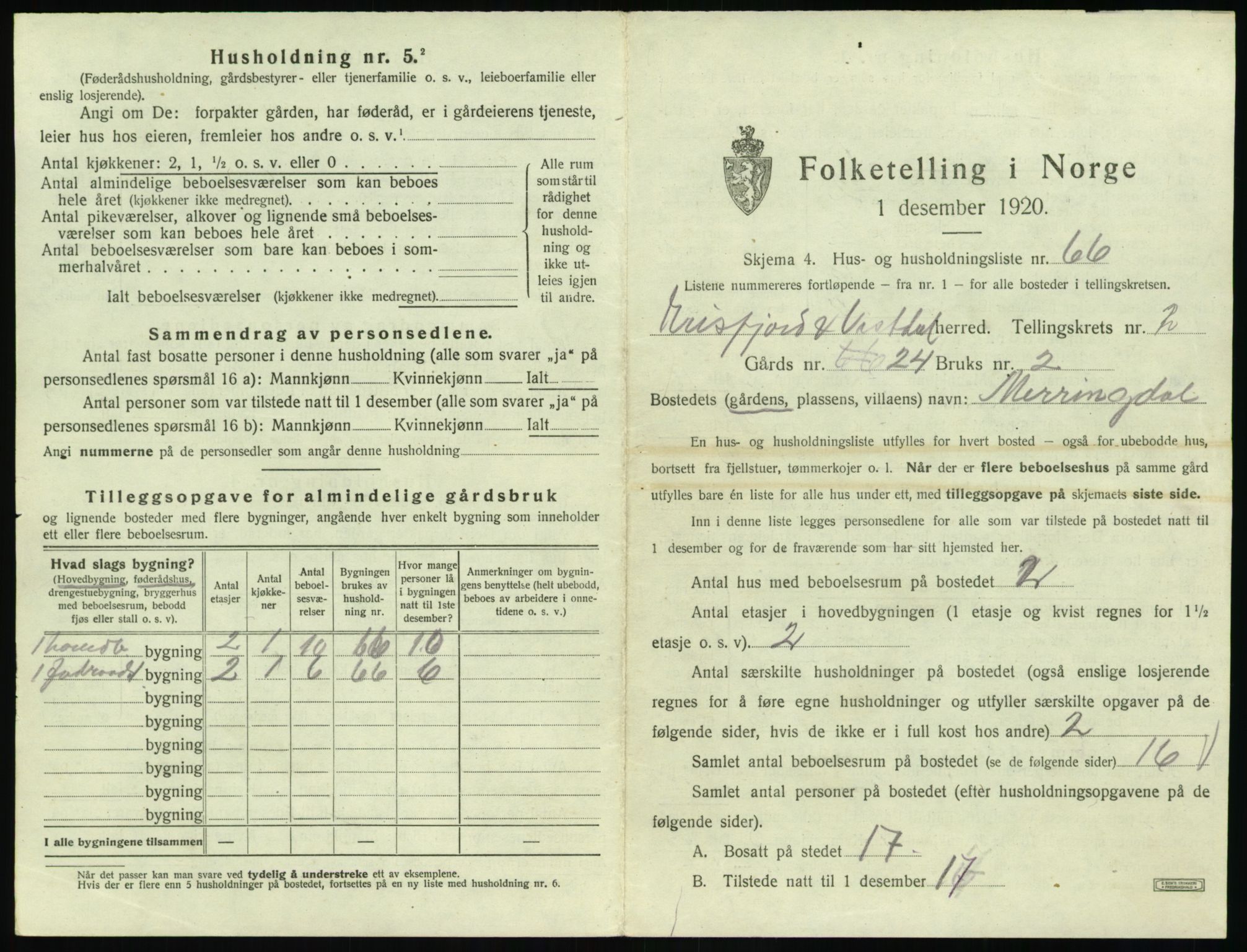 SAT, 1920 census for Eresfjord og Vistdal, 1920, p. 227