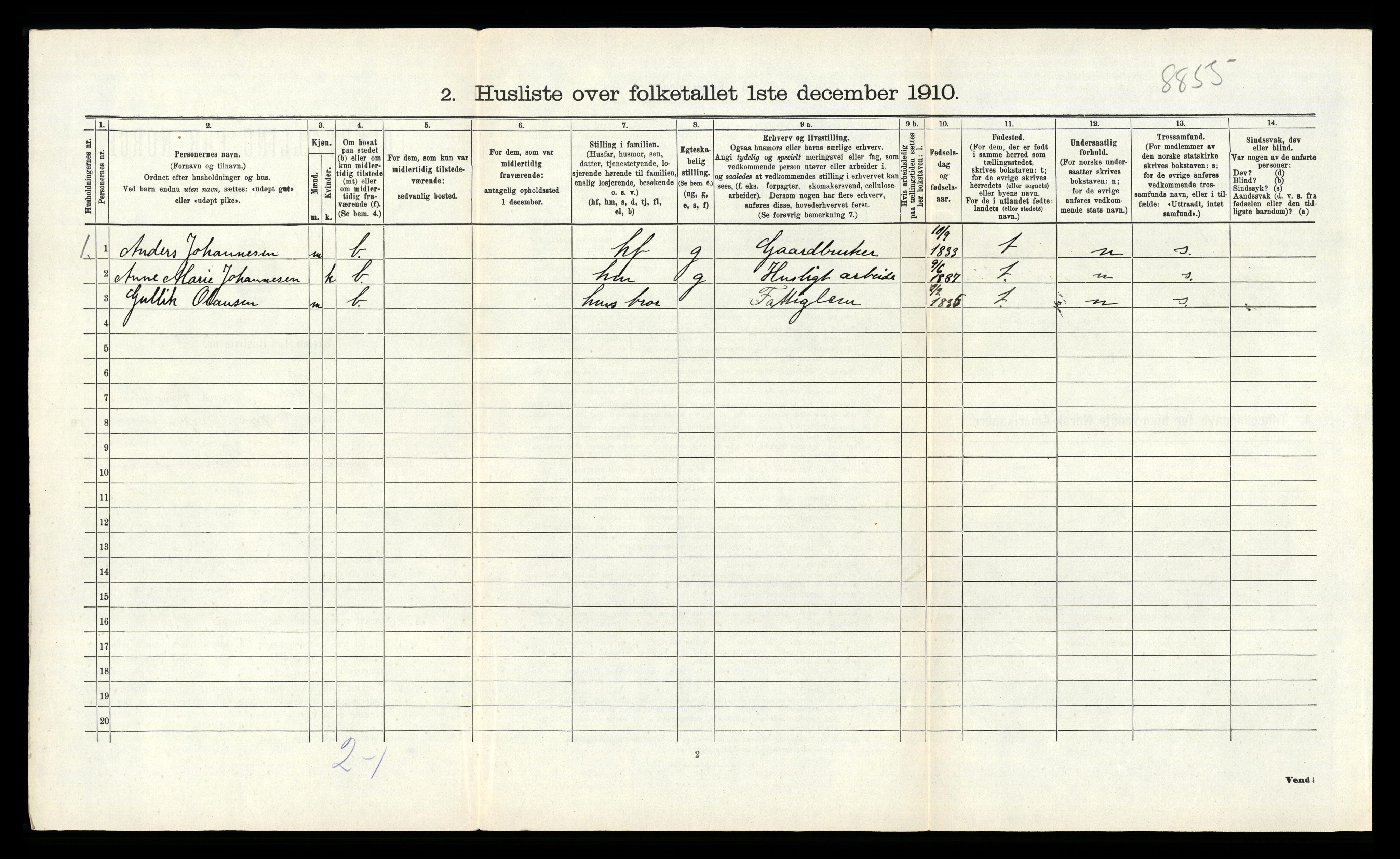 RA, 1910 census for Sem, 1910, p. 1229