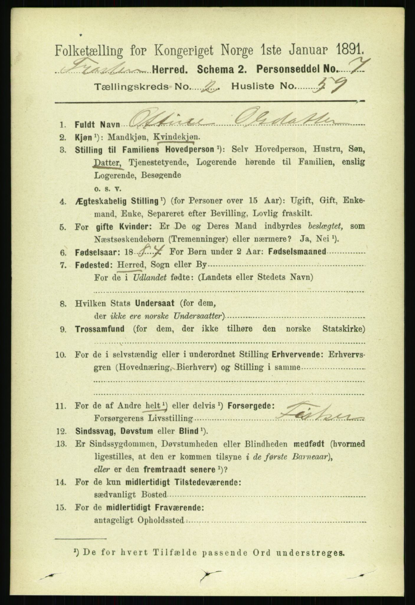 RA, 1891 census for 1717 Frosta, 1891, p. 1440