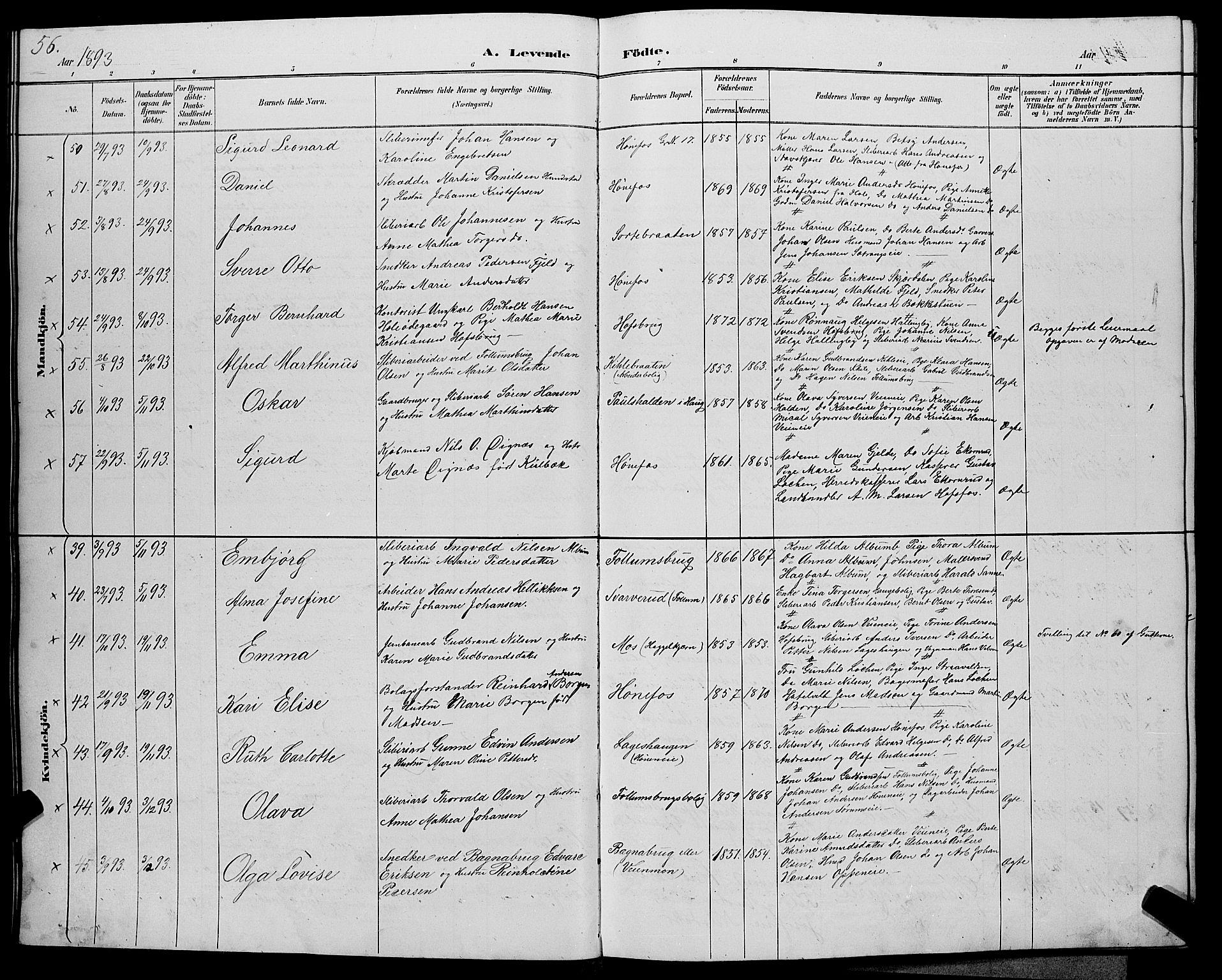 Hønefoss kirkebøker, SAKO/A-609/G/Ga/L0002: Parish register (copy) no. 2, 1888-1904, p. 56