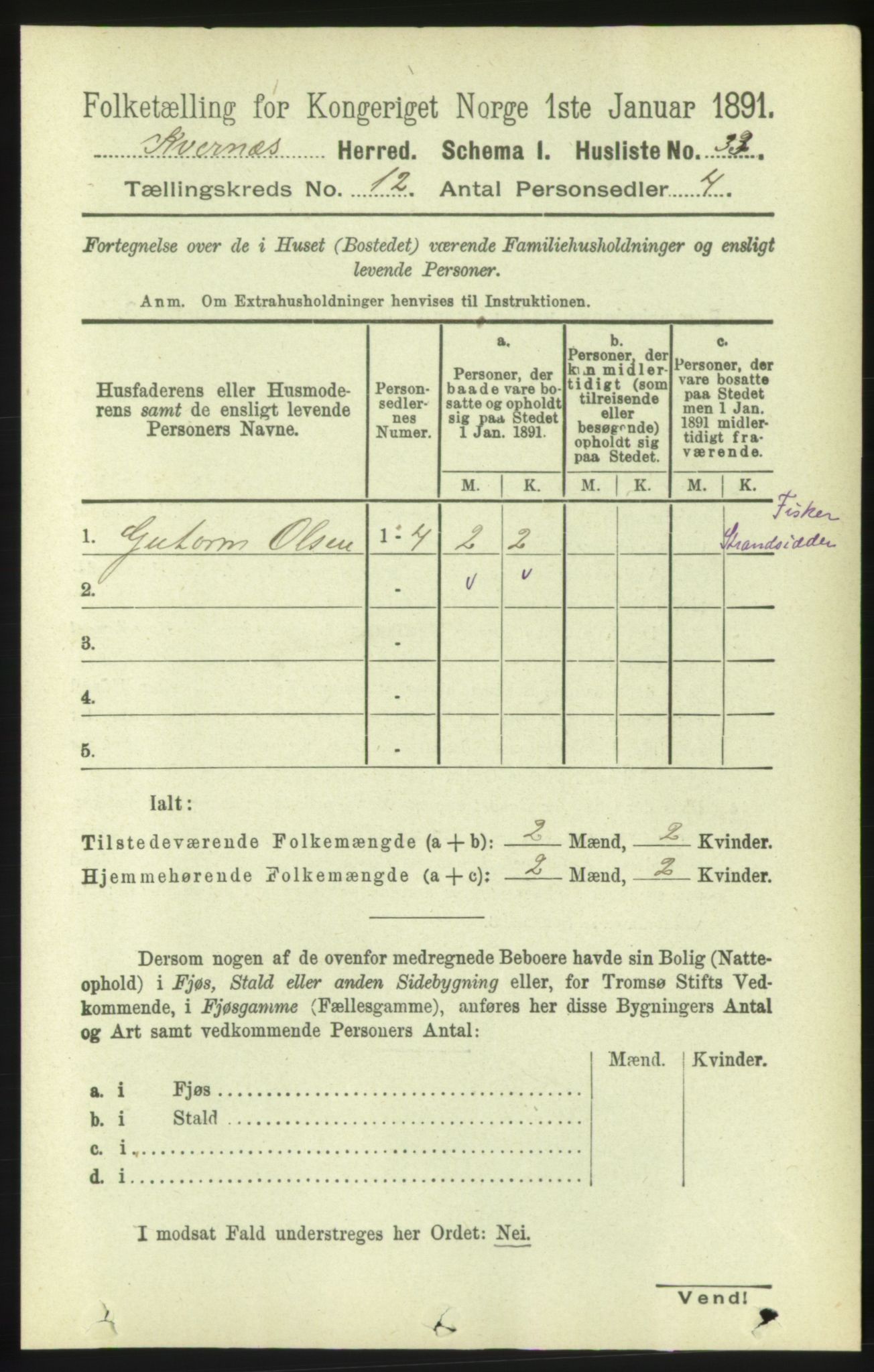 RA, 1891 census for 1553 Kvernes, 1891, p. 5196