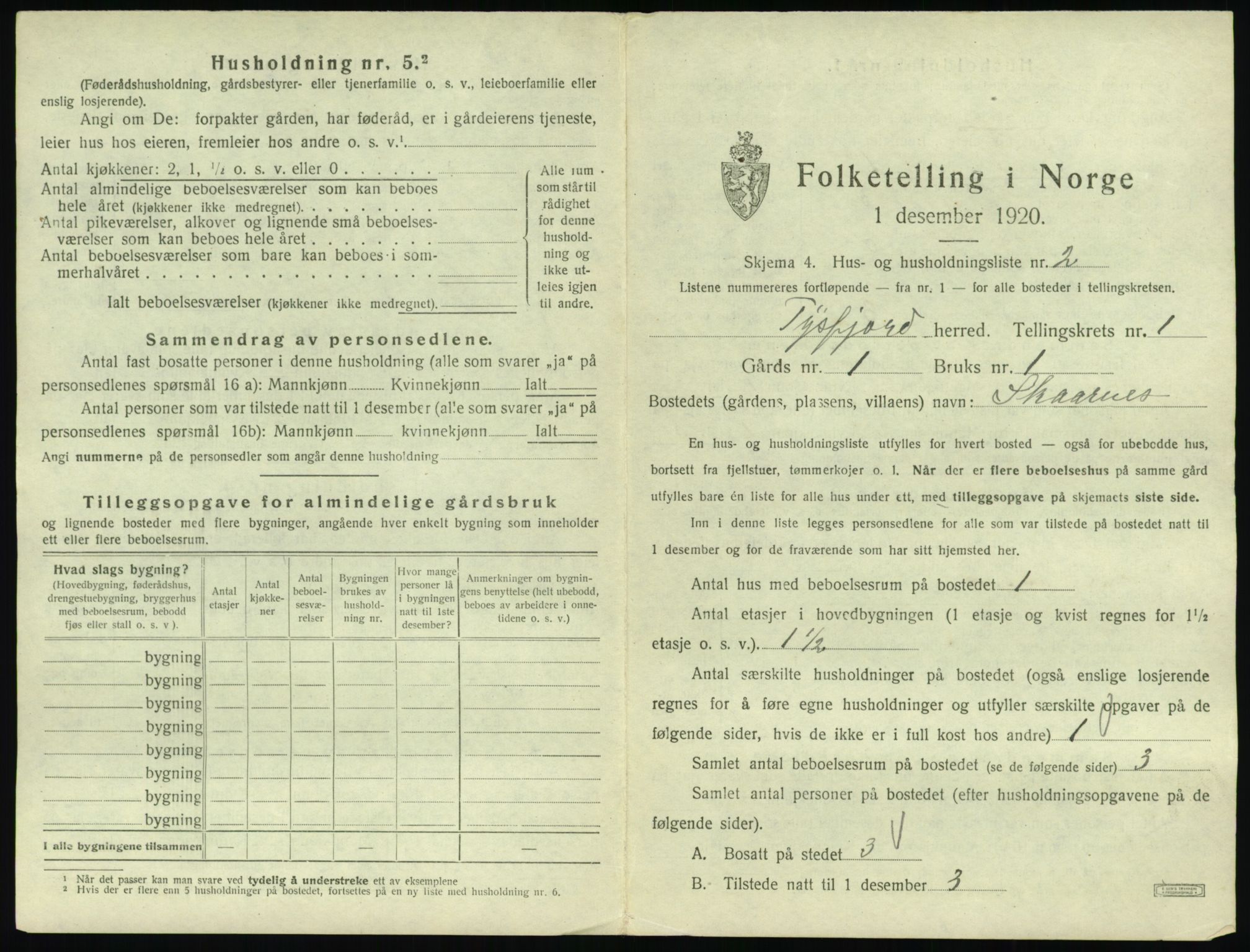 SAT, 1920 census for Tysfjord, 1920, p. 41