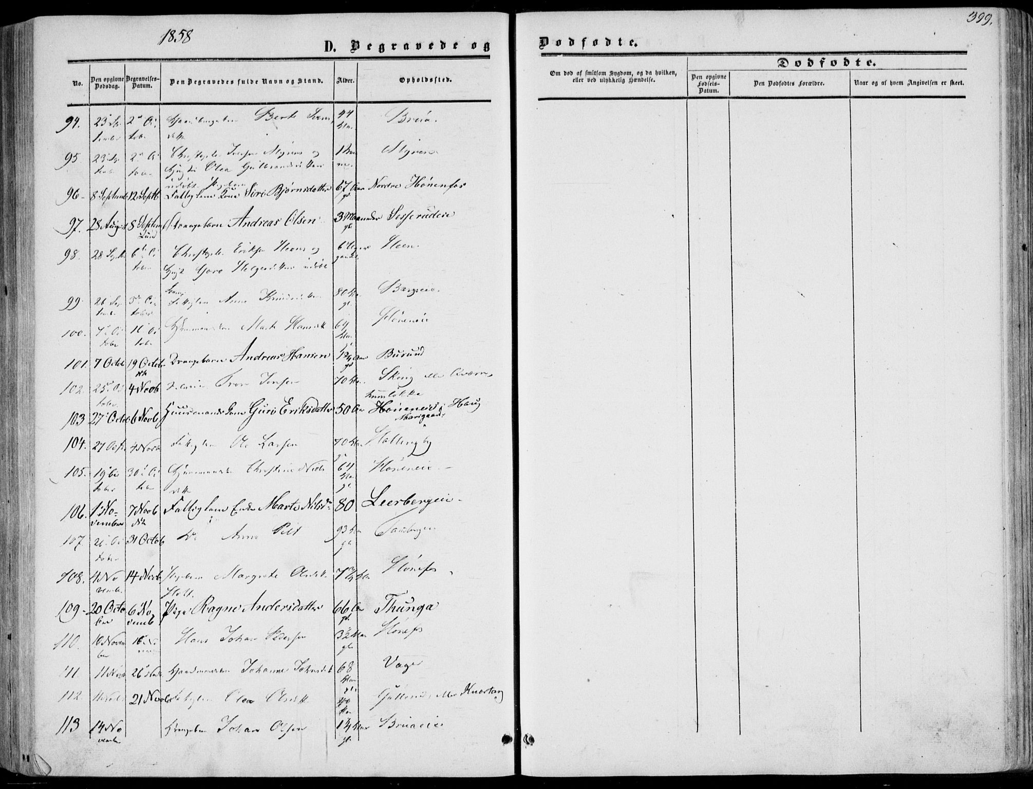 Norderhov kirkebøker, AV/SAKO-A-237/F/Fa/L0012: Parish register (official) no. 12, 1856-1865, p. 399