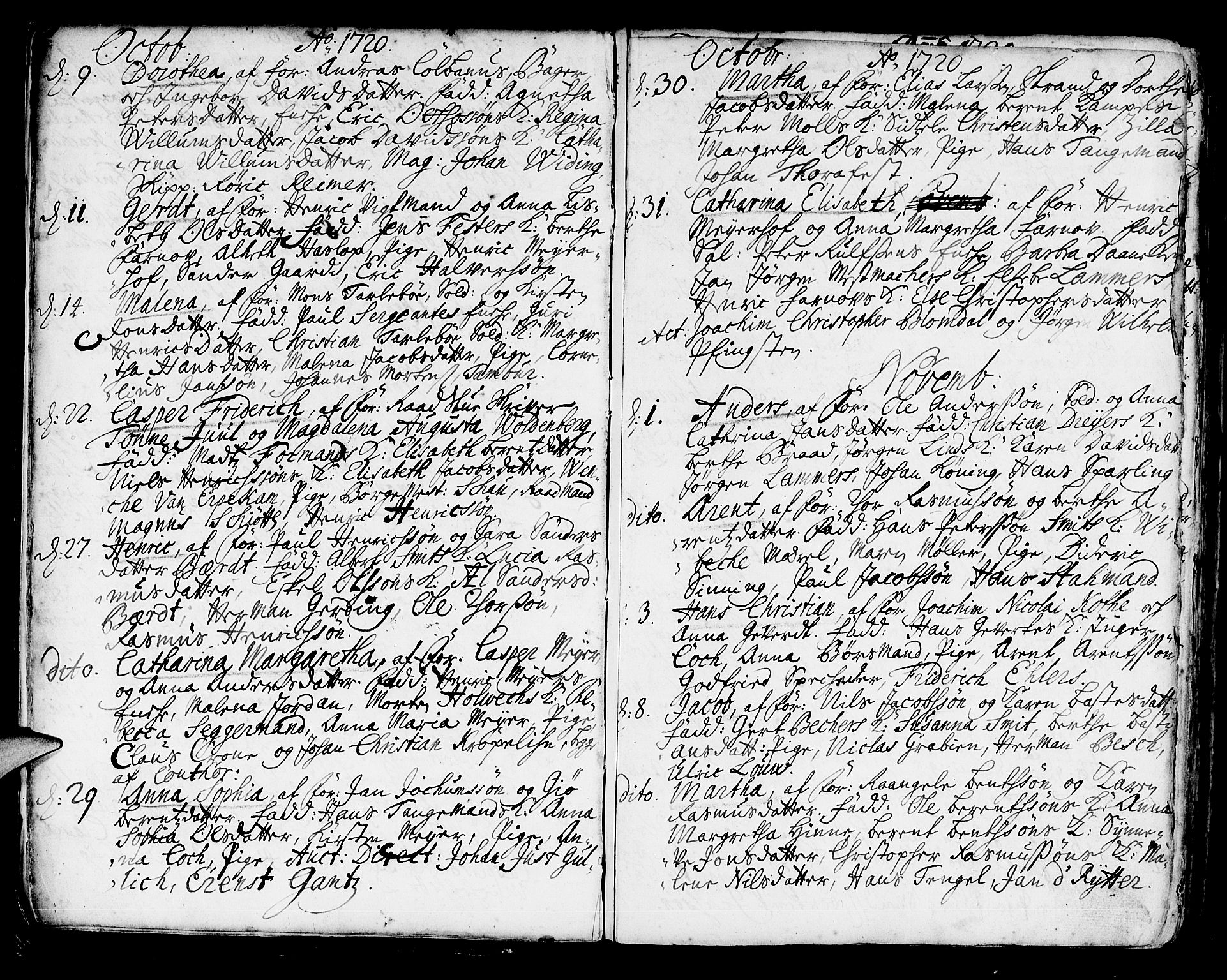 Korskirken sokneprestembete, AV/SAB-A-76101/H/Haa/L0004: Parish register (official) no. A 4, 1720-1750, p. 8