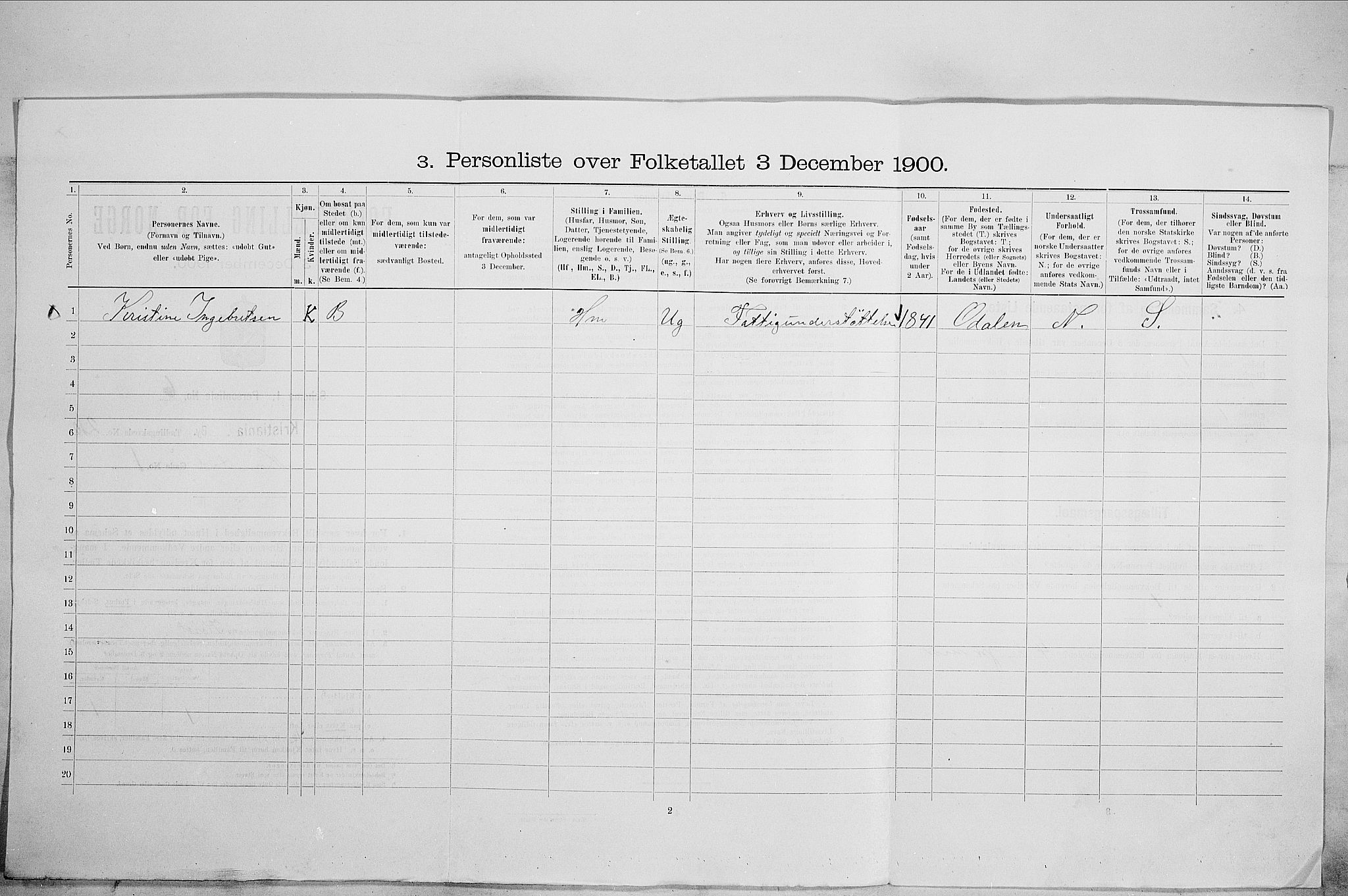 SAO, 1900 census for Kristiania, 1900, p. 62456