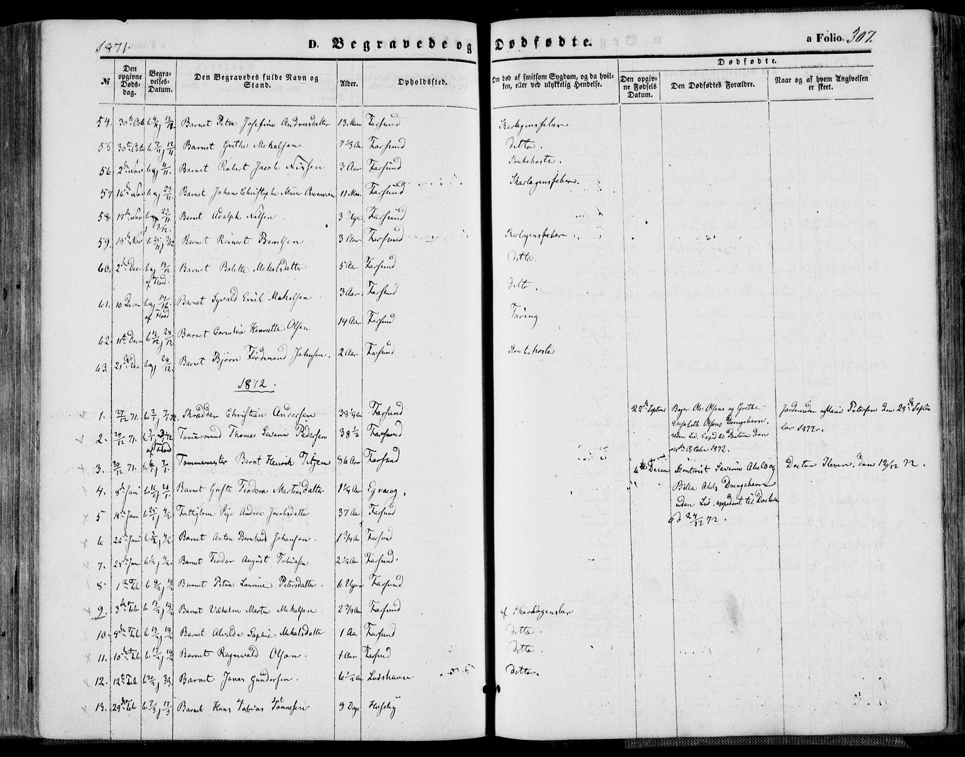 Farsund sokneprestkontor, AV/SAK-1111-0009/F/Fa/L0005: Parish register (official) no. A 5, 1863-1886, p. 307