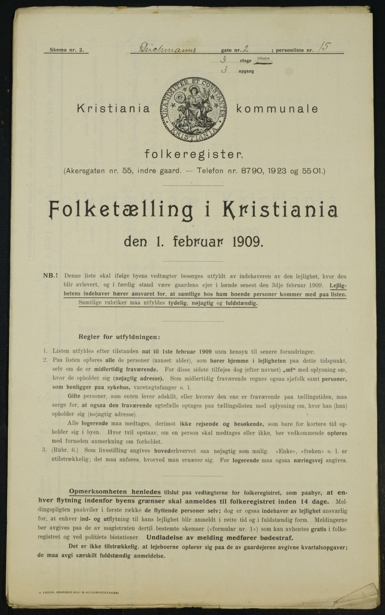 OBA, Municipal Census 1909 for Kristiania, 1909, p. 14069