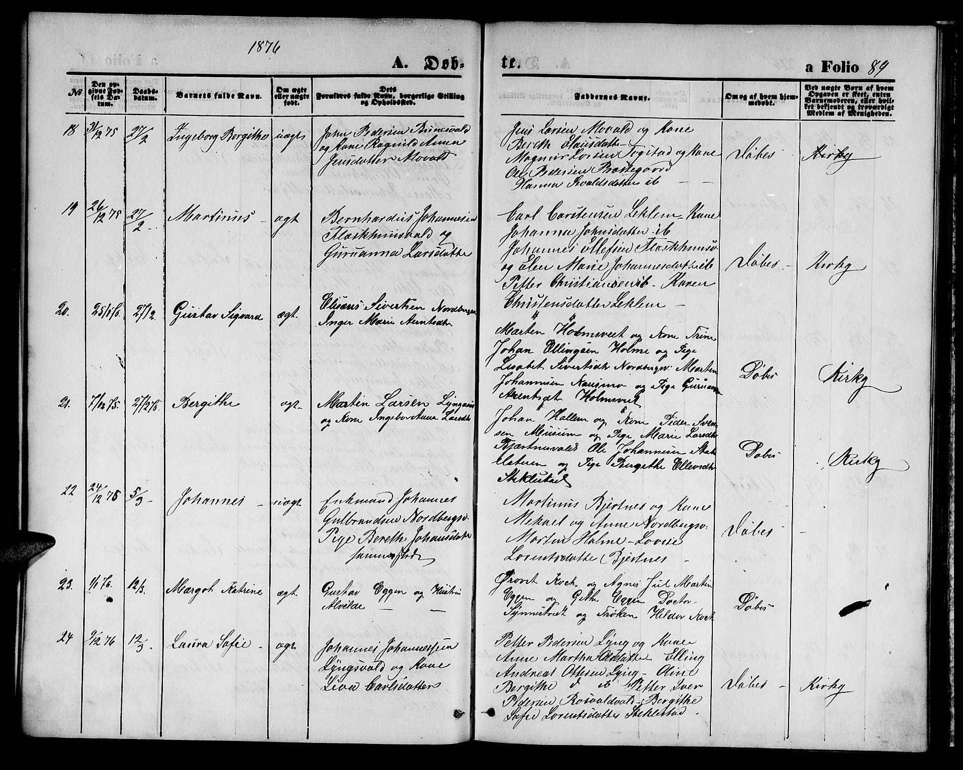 Ministerialprotokoller, klokkerbøker og fødselsregistre - Nord-Trøndelag, AV/SAT-A-1458/723/L0255: Parish register (copy) no. 723C03, 1869-1879, p. 89