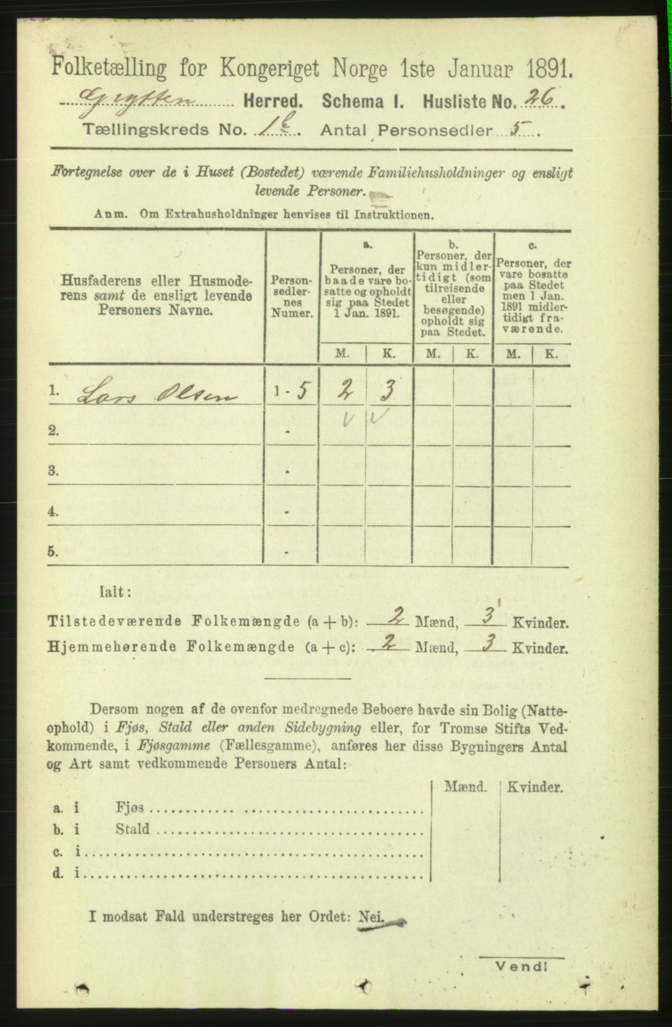 RA, 1891 census for 1539 Grytten, 1891, p. 172