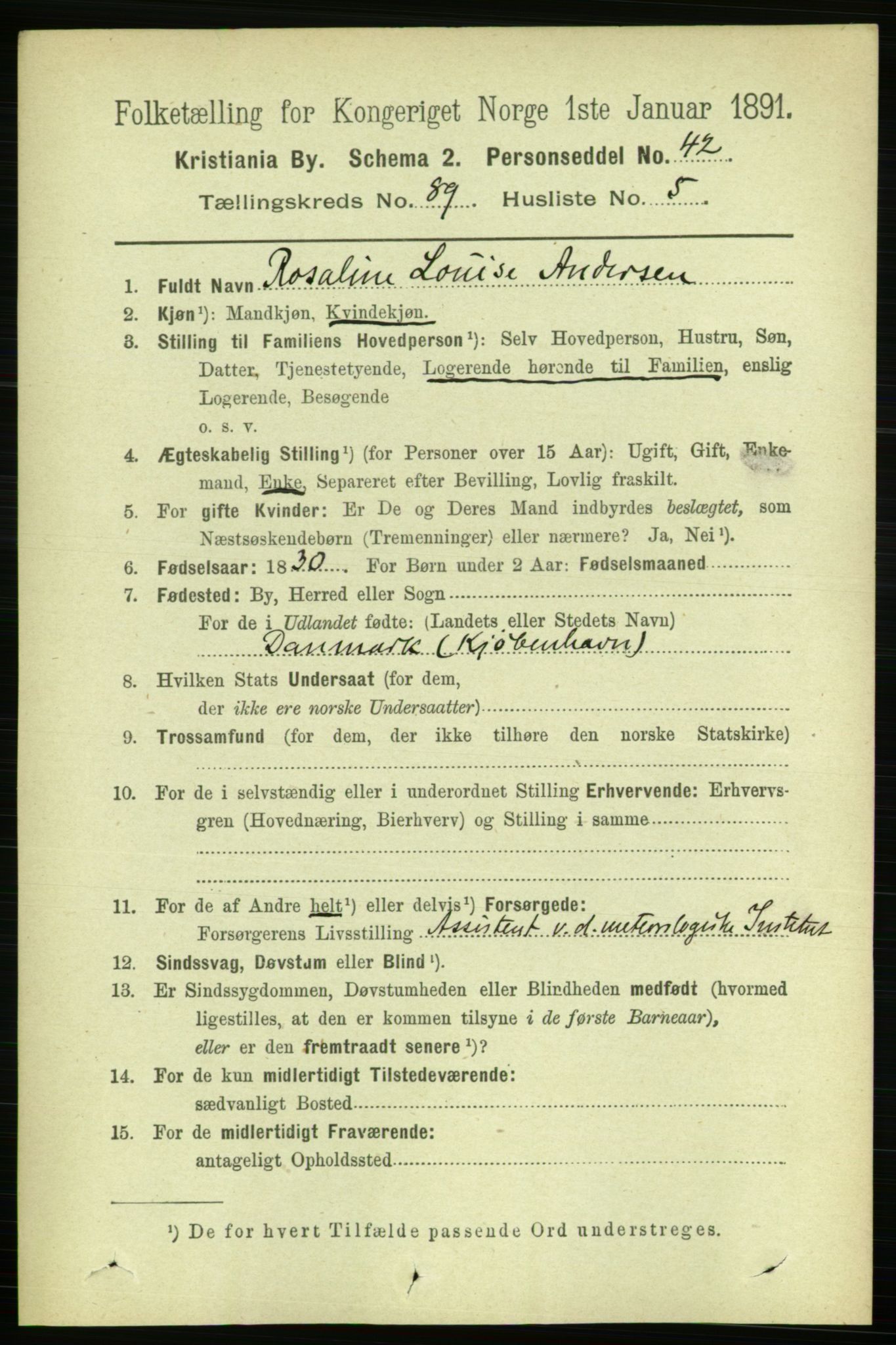 RA, 1891 census for 0301 Kristiania, 1891, p. 44142