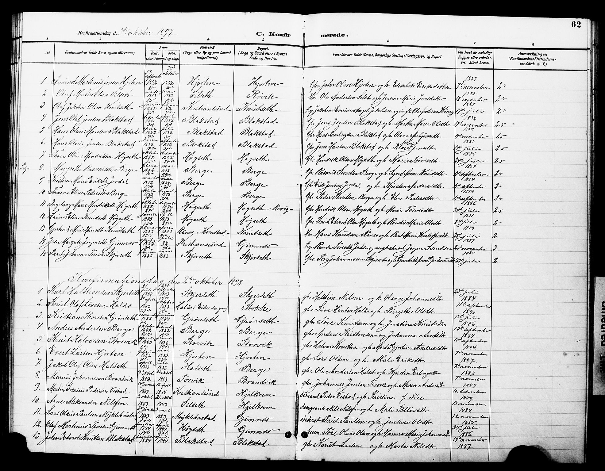 Ministerialprotokoller, klokkerbøker og fødselsregistre - Møre og Romsdal, AV/SAT-A-1454/585/L0973: Parish register (copy) no. 585C01, 1893-1930, p. 62