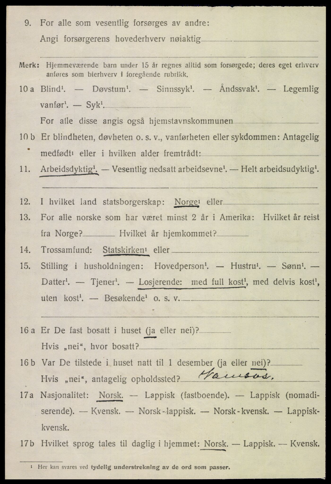 SAT, 1920 census for Klinga, 1920, p. 1400