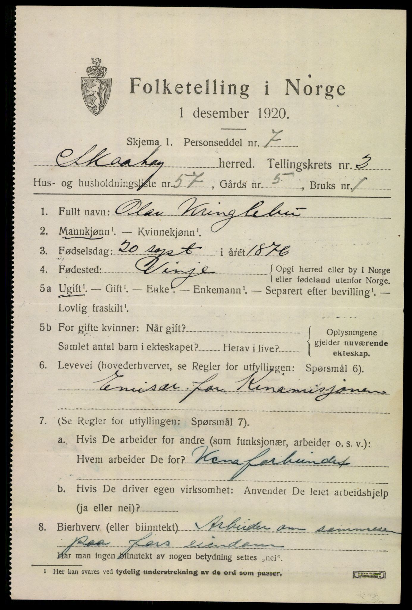 SAKO, 1920 census for Skåtøy, 1920, p. 2774